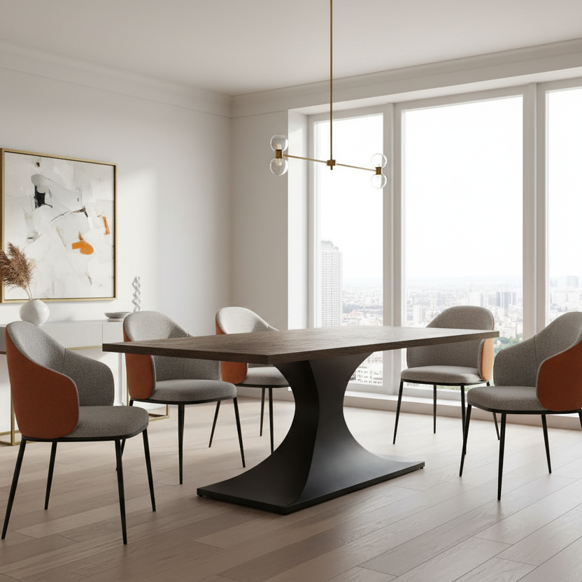 79" Brown and Black Anvil Dining Table