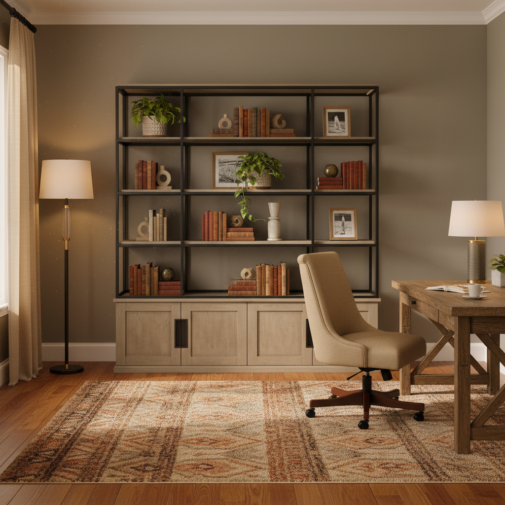 81" Light Brown Wood And Iron Shelving Unit With 3 Shelves