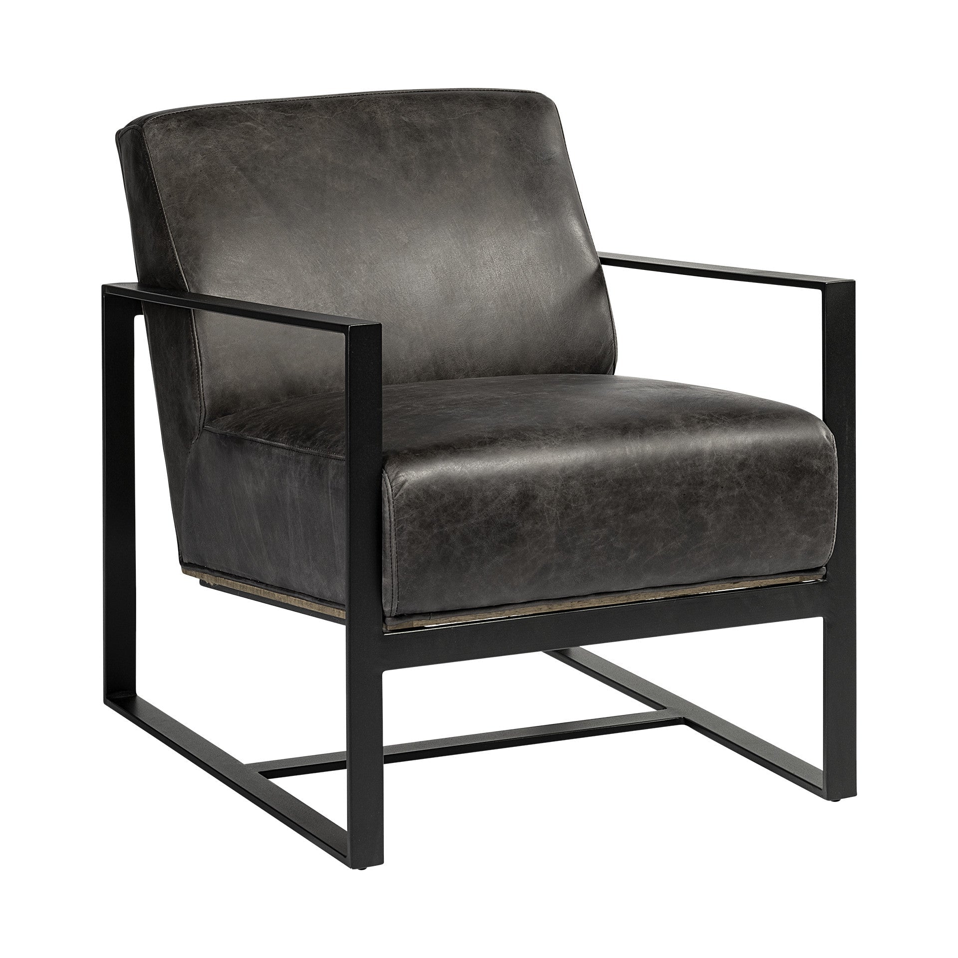 31" Black Leather Wrapped Accent Chair