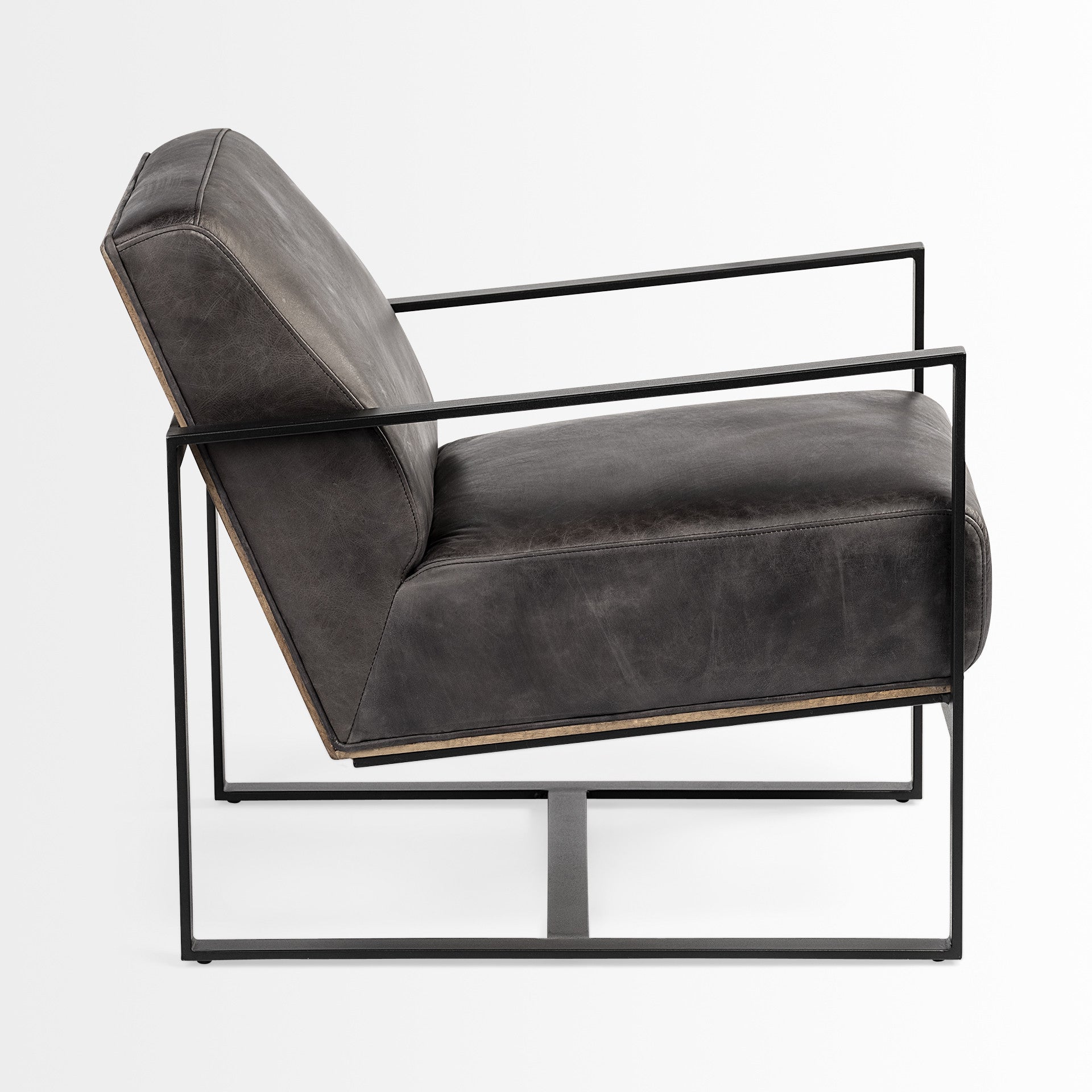 31" Black Leather Wrapped Accent Chair