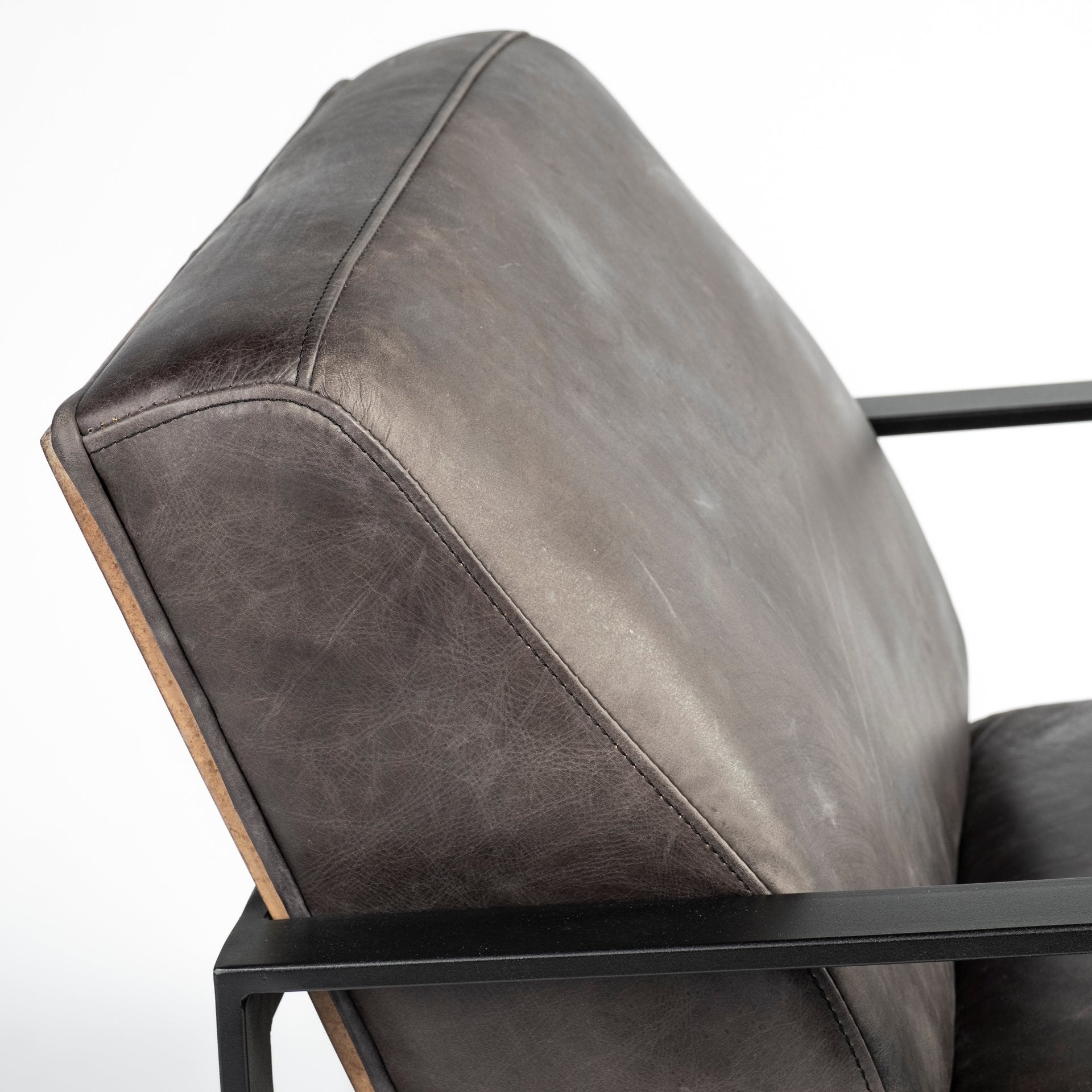 31" Black Leather Wrapped Accent Chair