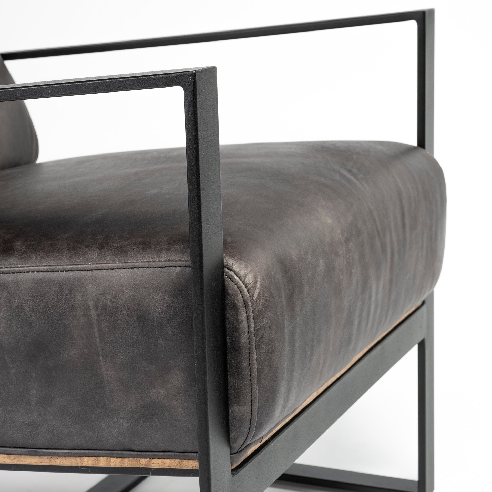 31" Black Leather Wrapped Accent Chair