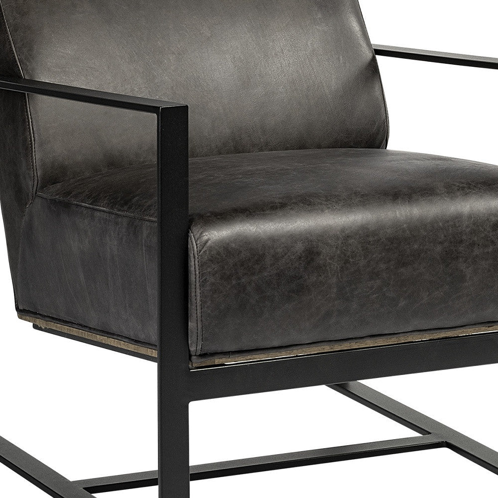 31" Black Leather Wrapped Accent Chair