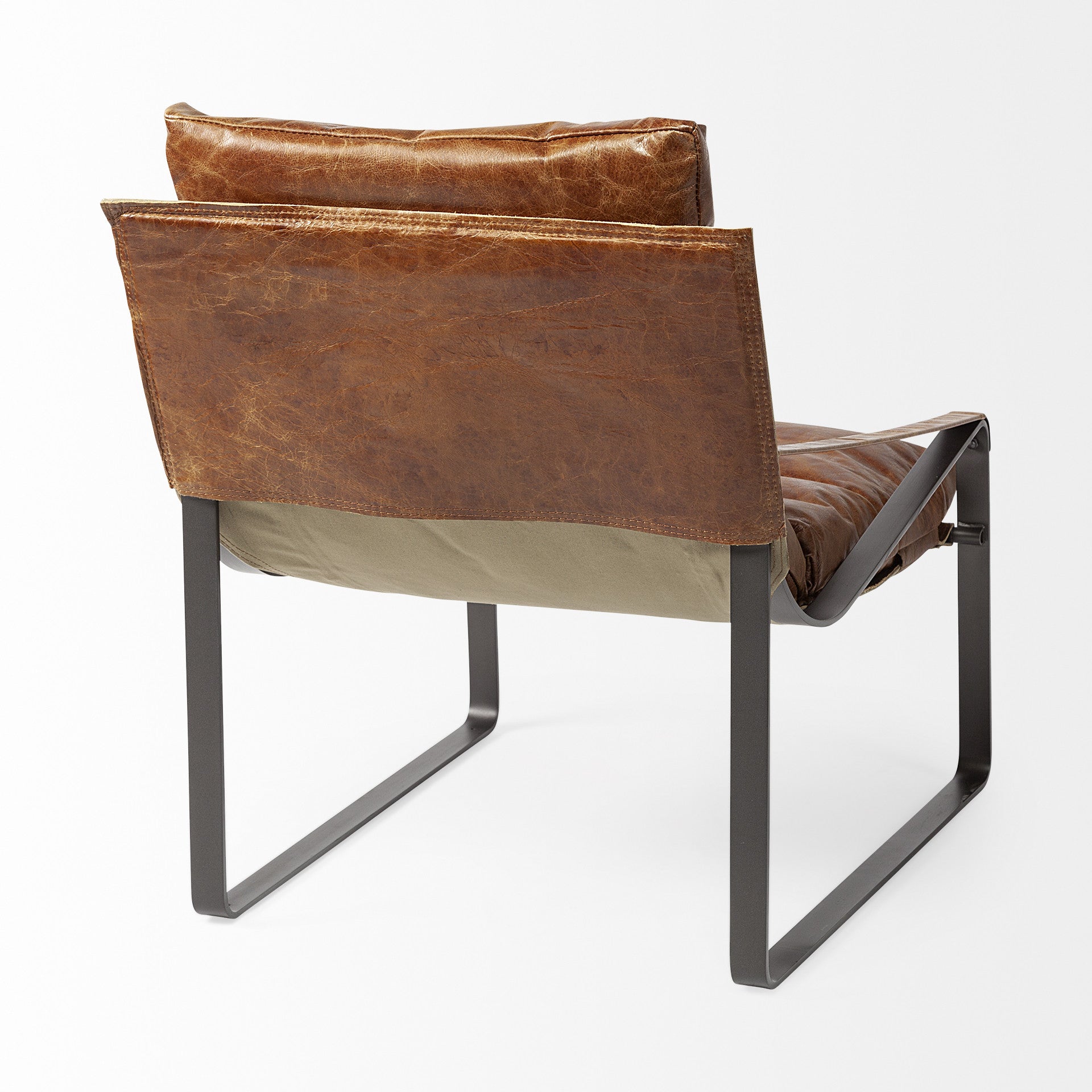 35" Distressed Leather Lounge Chair