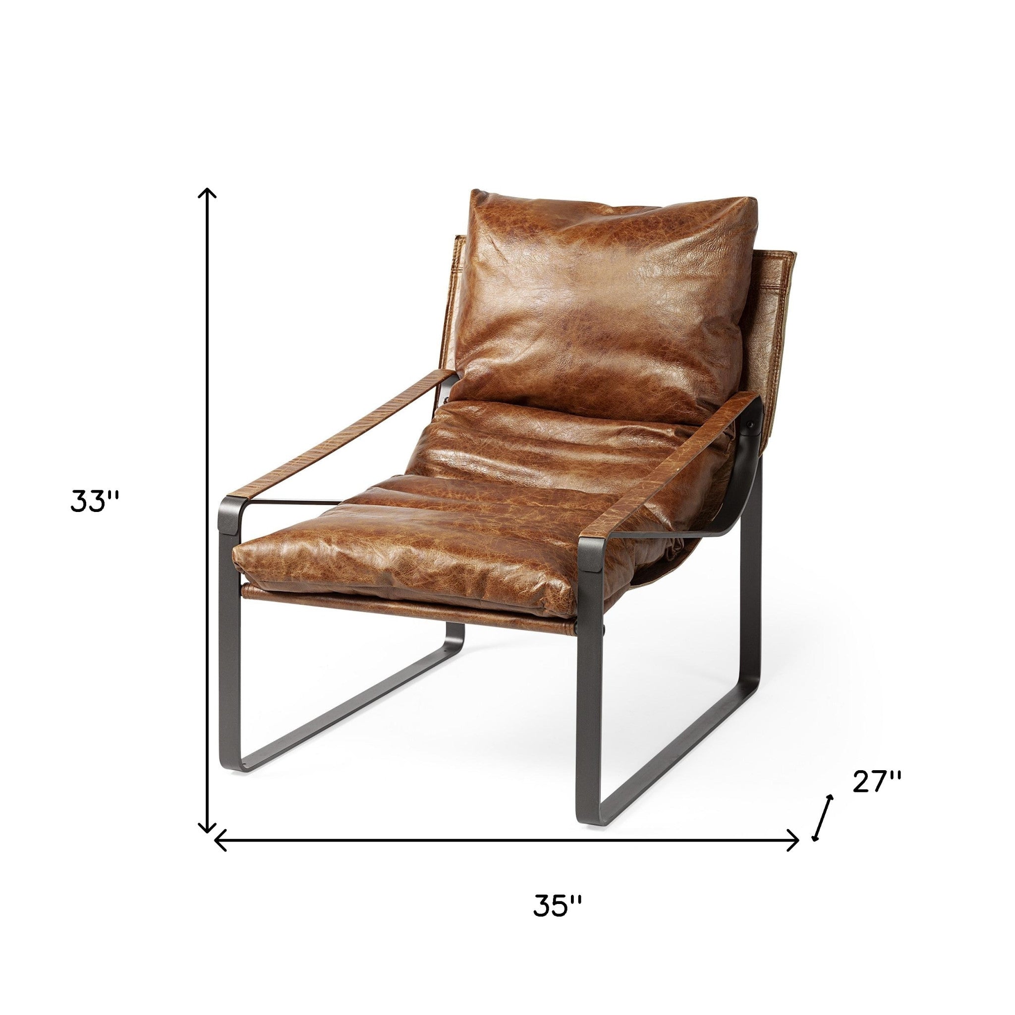 35" Distressed Leather Lounge Chair