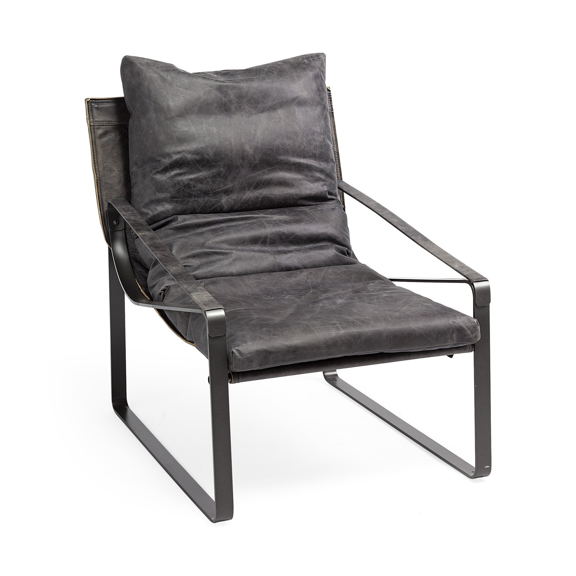 35" Distressed Leather Lounge Chair