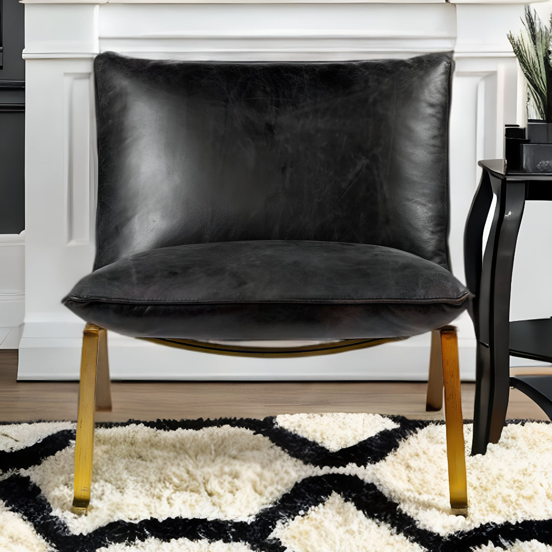 34" Top-Grain Leather Slipper Chair