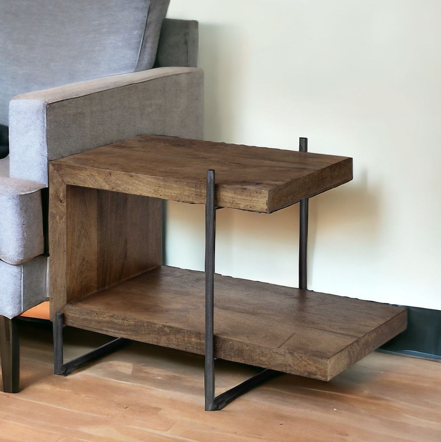 30" Brown Open Multi-Shelf End table