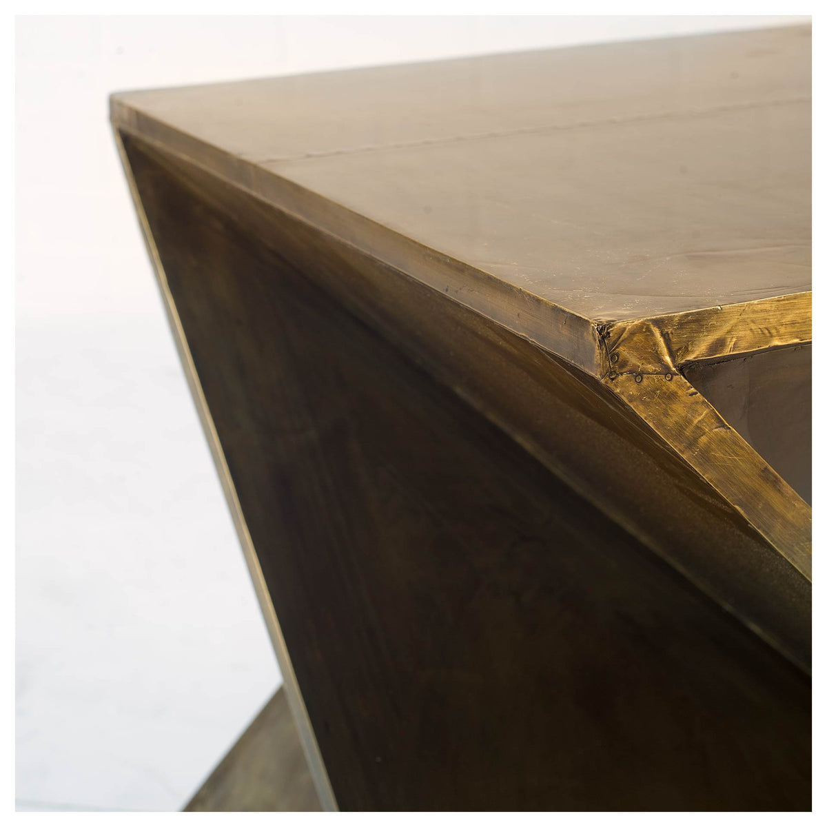 21" Brass Twist Wood End Table