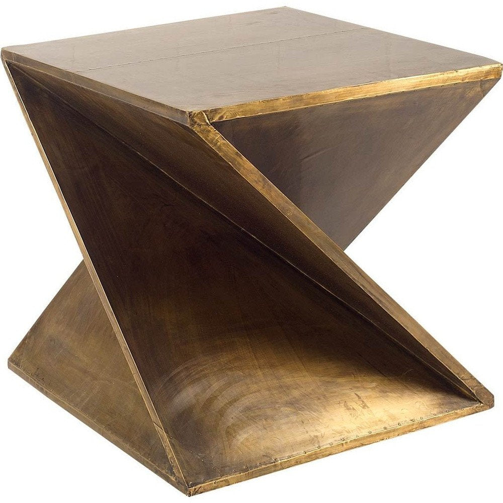 21" Brass Twist Wood End Table
