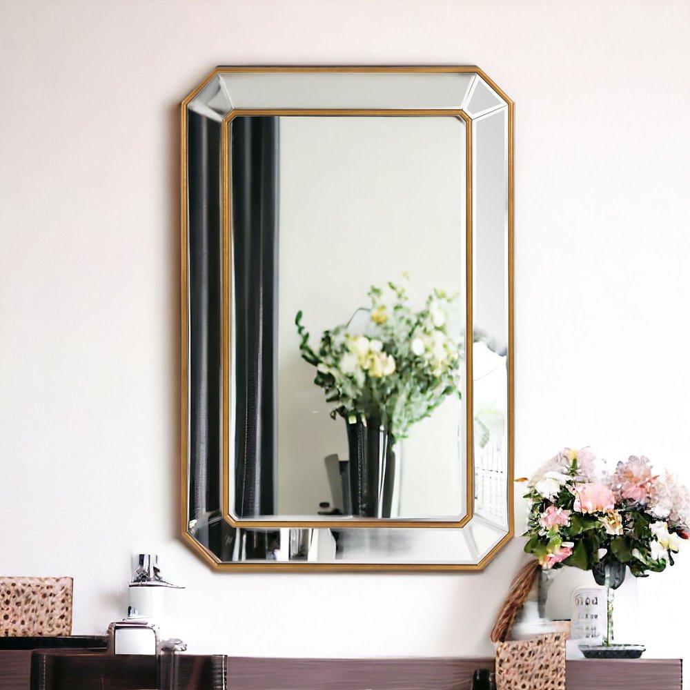 24" Gold Leaf Rectangle Mirror with Angled Corners