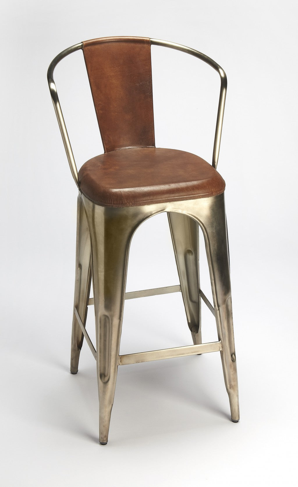 43" Brown and Gold Modern Bar Chair