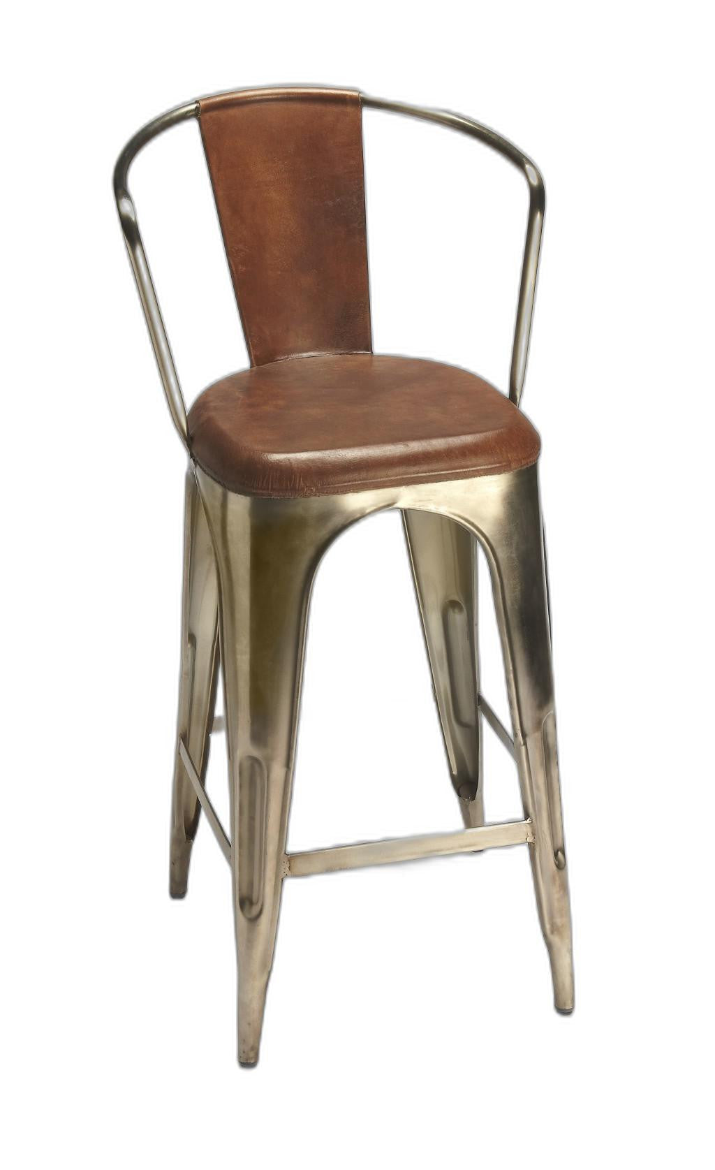 43" Brown and Gold Modern Bar Chair