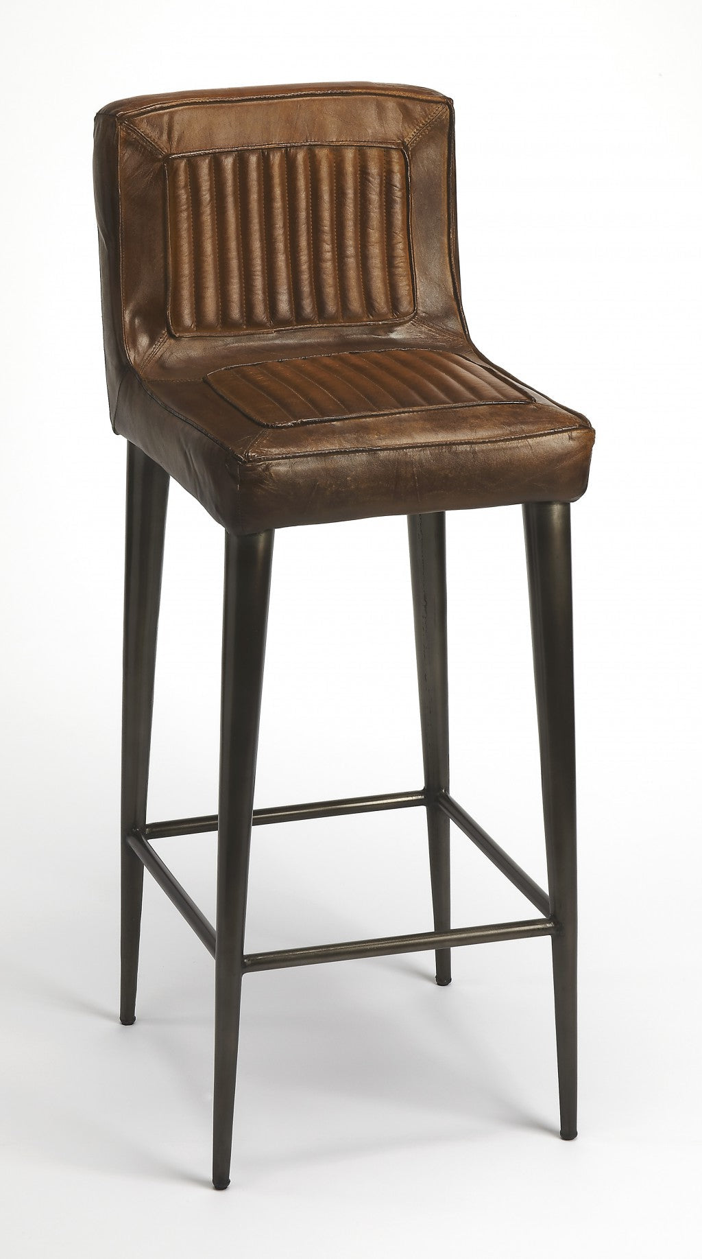 42" Brown and Black Modern Leather Bar Chair