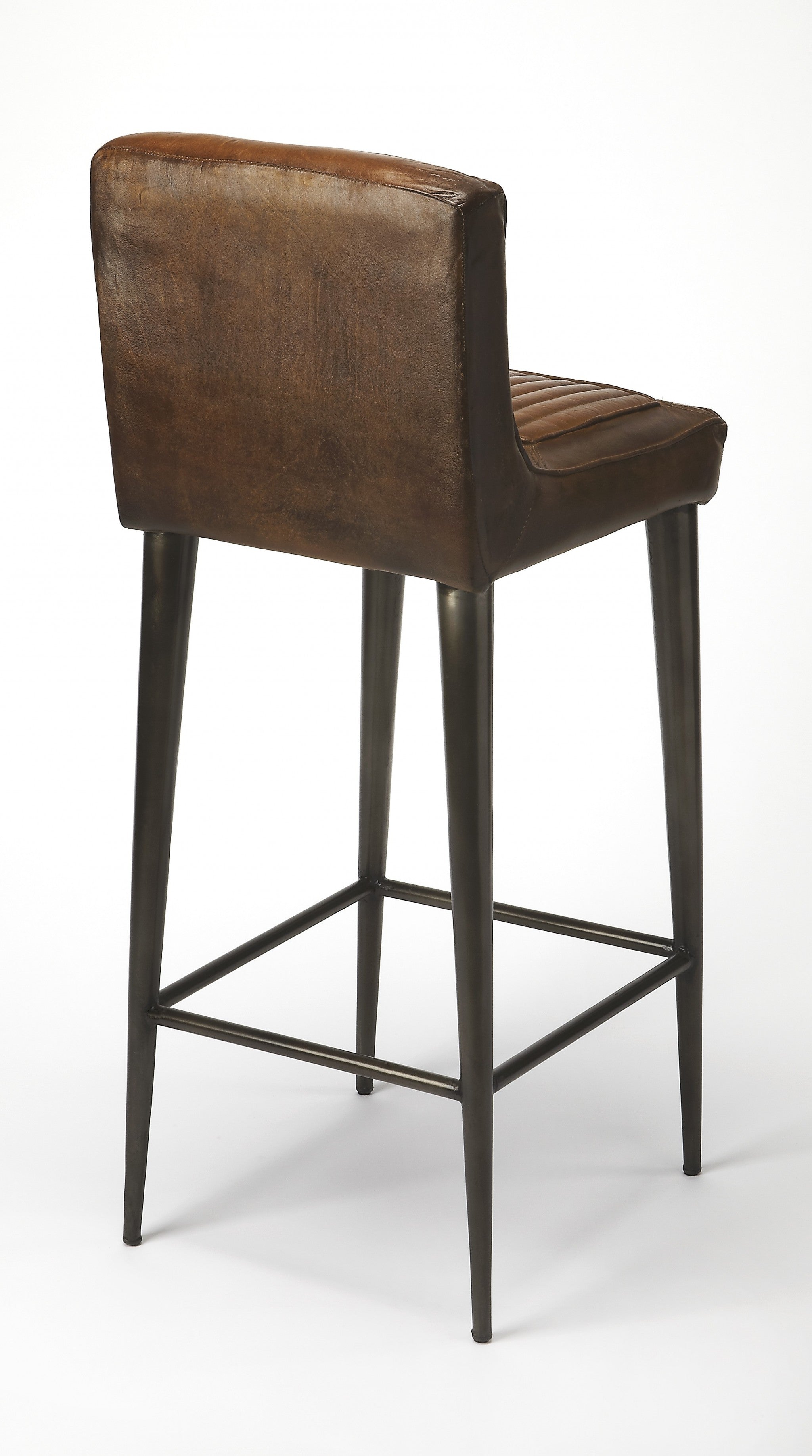 42" Brown and Black Deco Leather Bar Chair