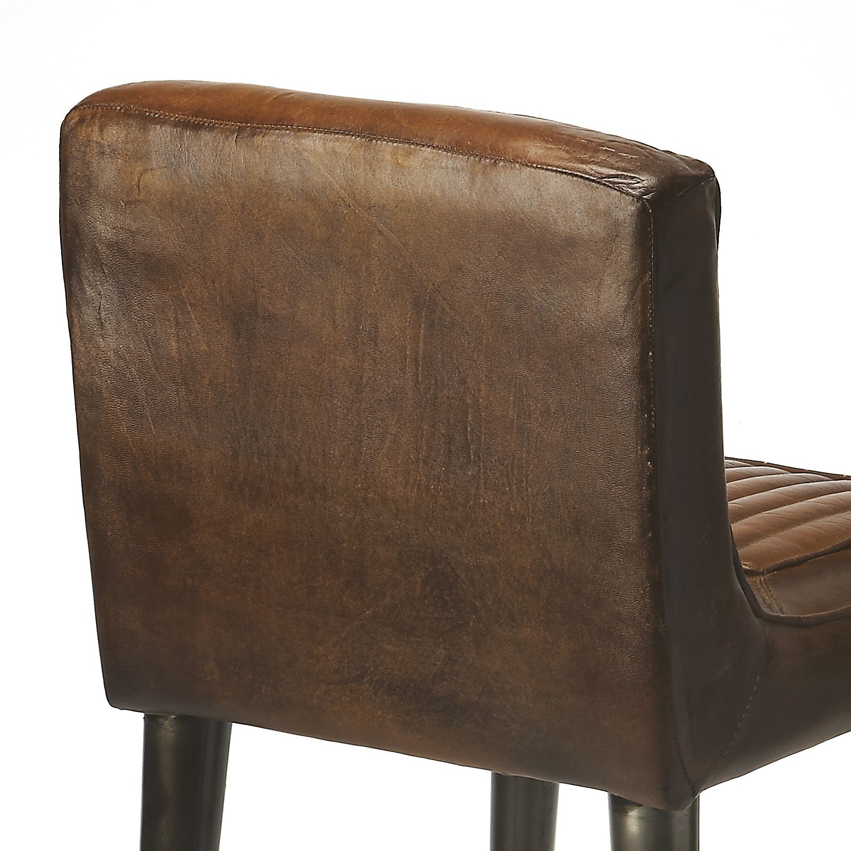42" Brown and Black Deco Leather Bar Chair