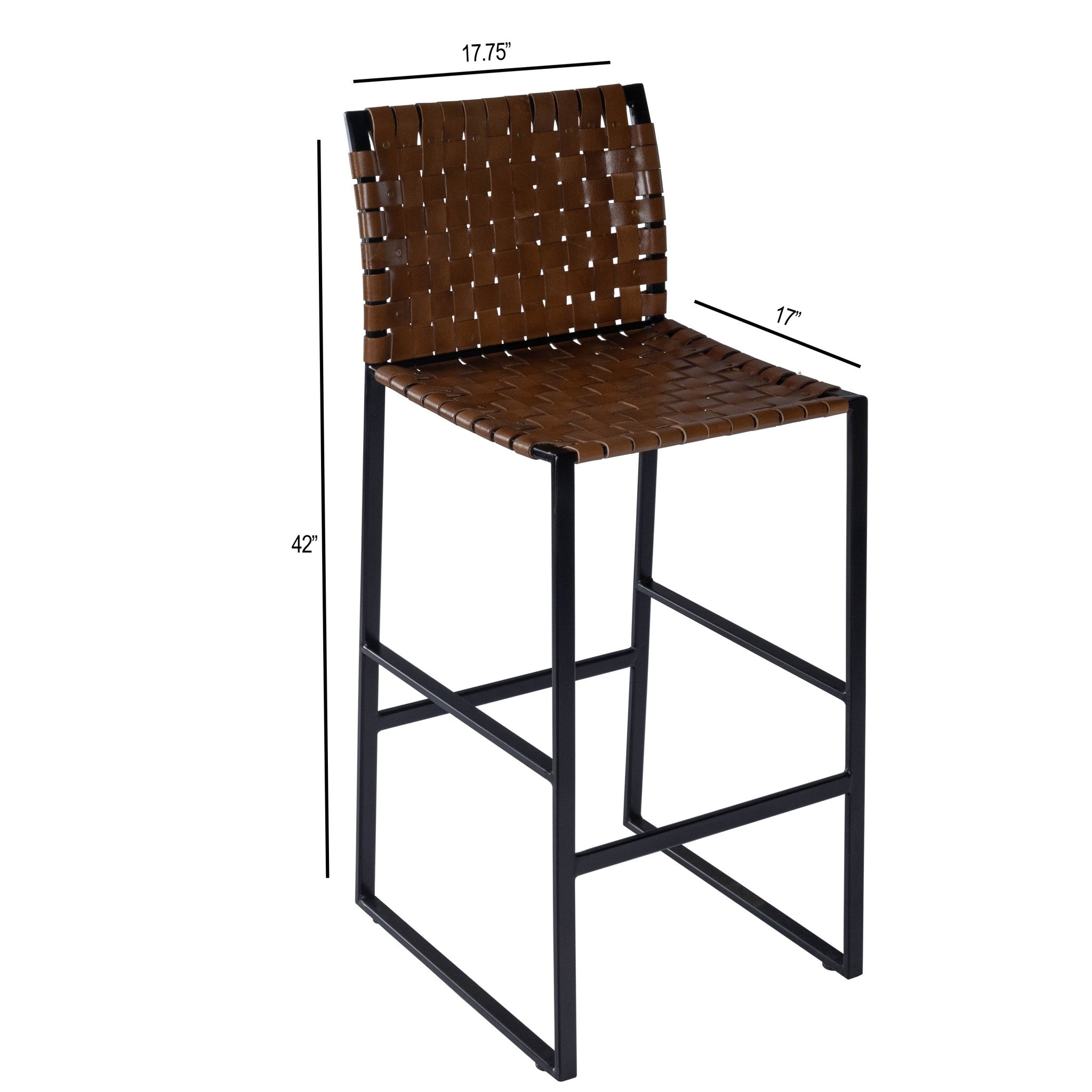 42" Brown Leather Transitional Bar Chair