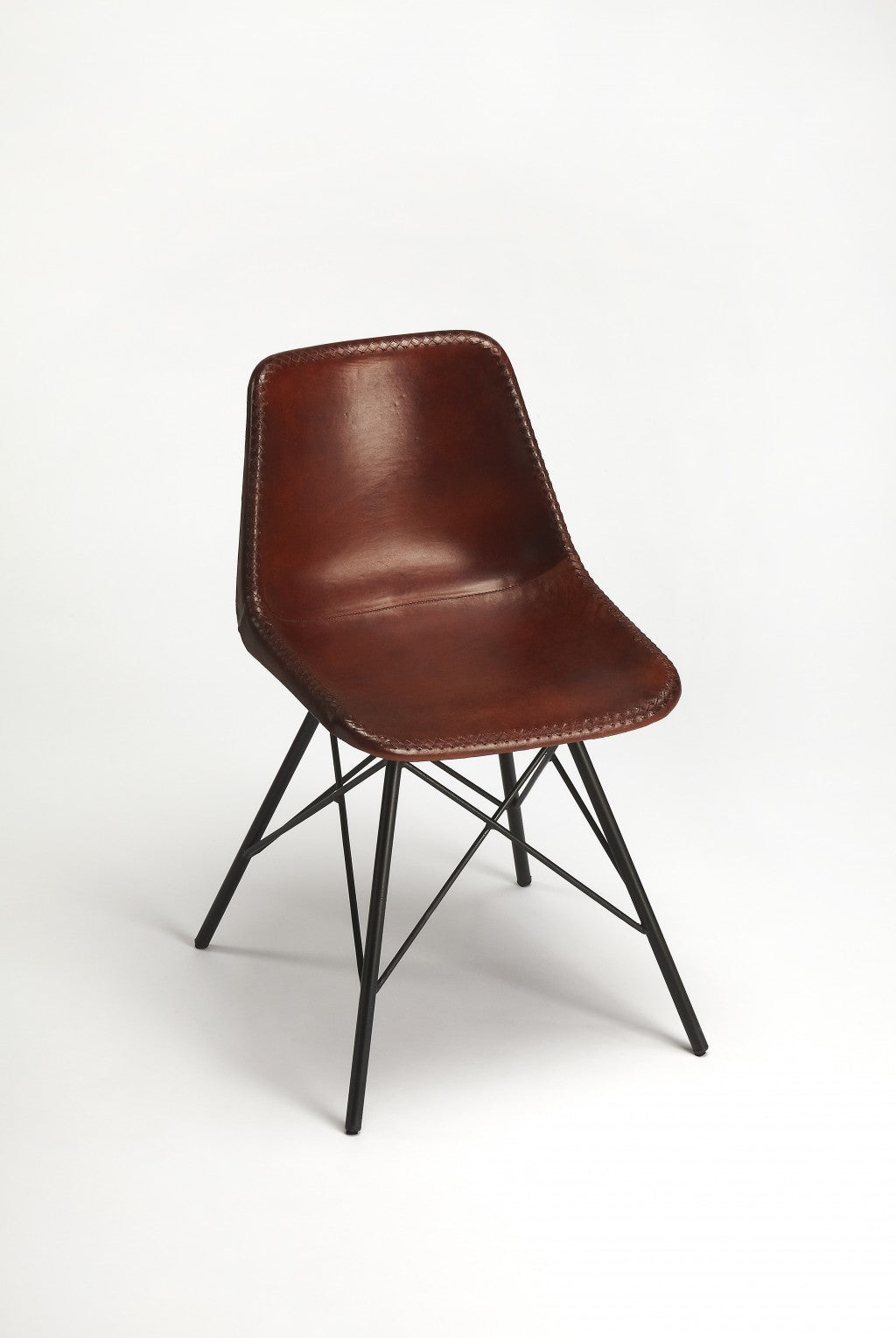 21" Brown Faux Leather Side Chair