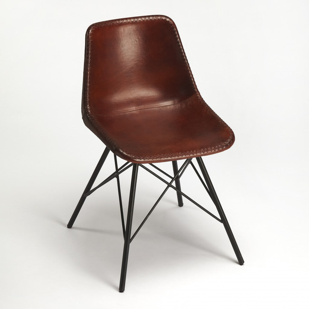 21" Brown Faux Leather Side Chair