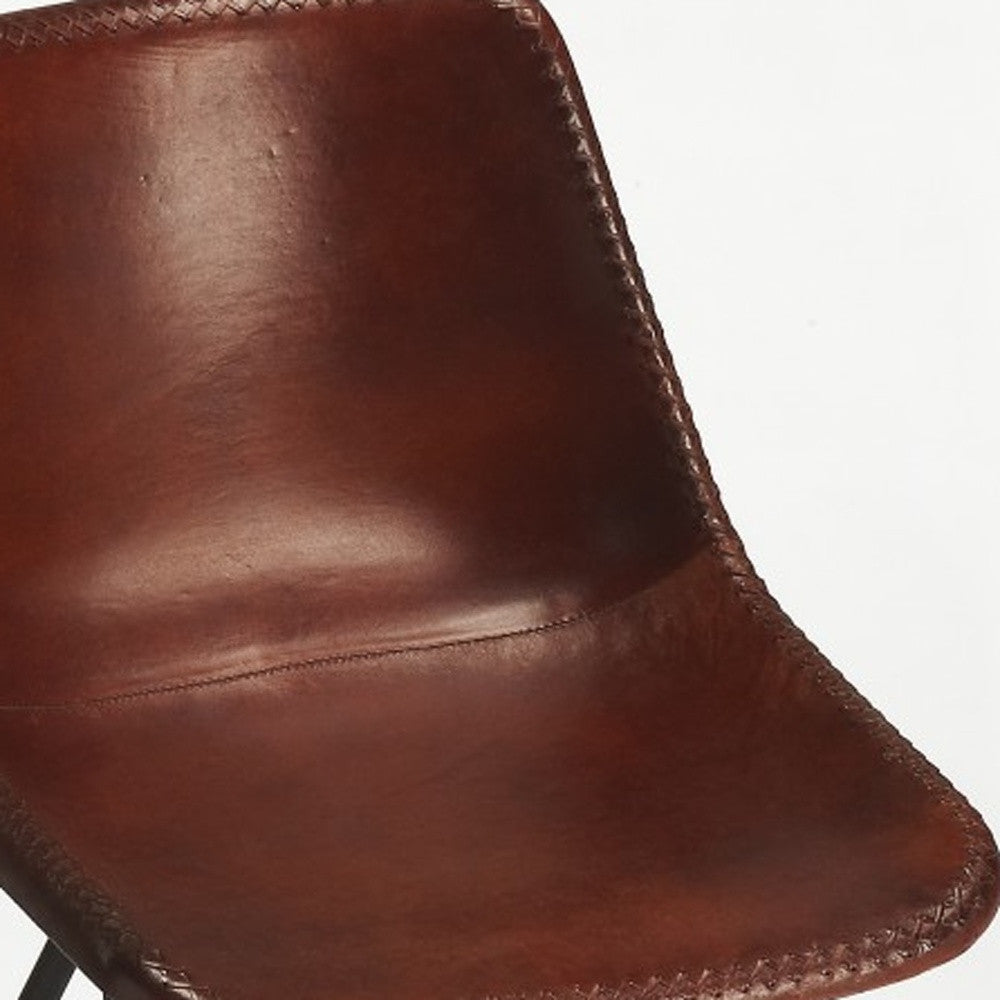 21" Brown Faux Leather Side Chair