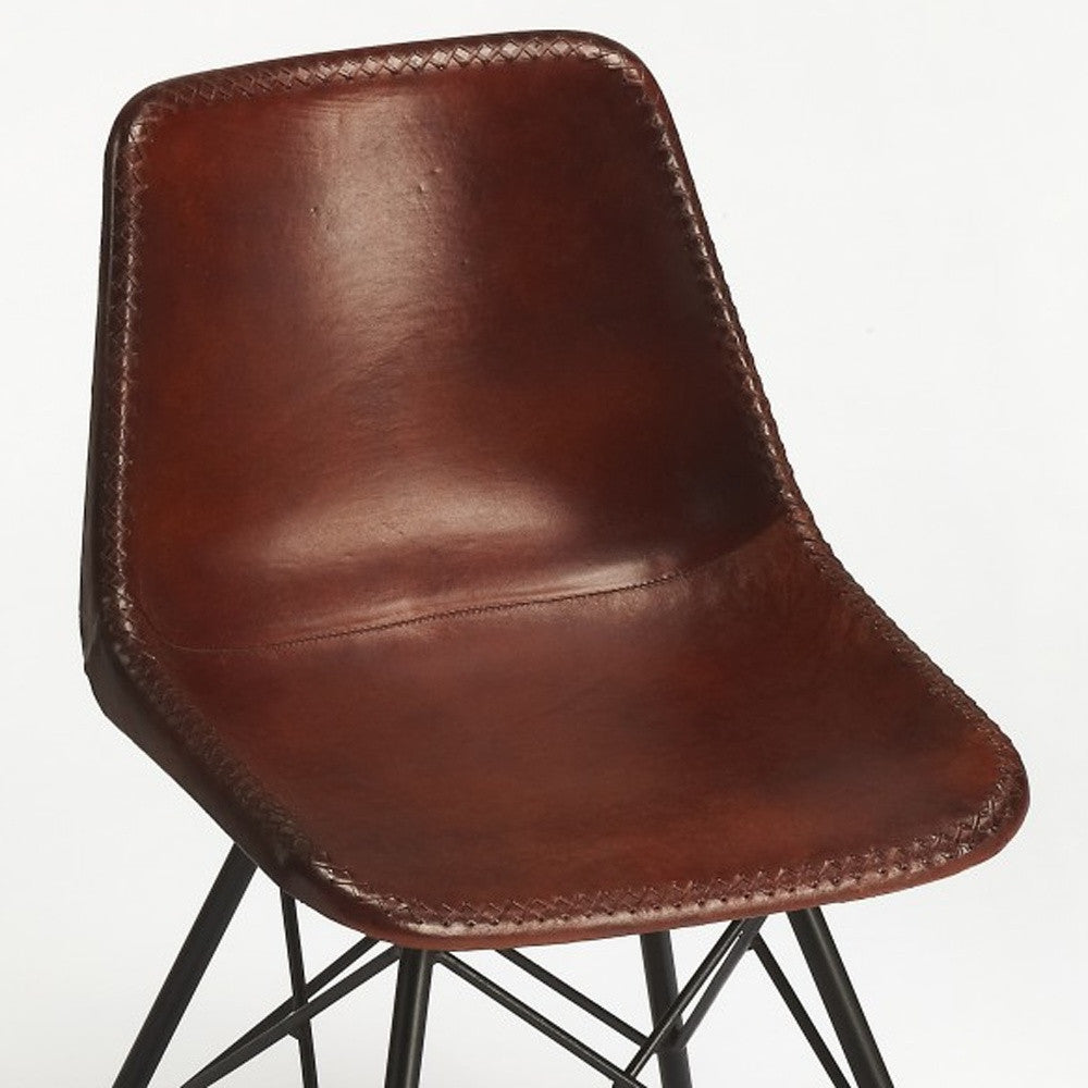 21" Brown Faux Leather Side Chair