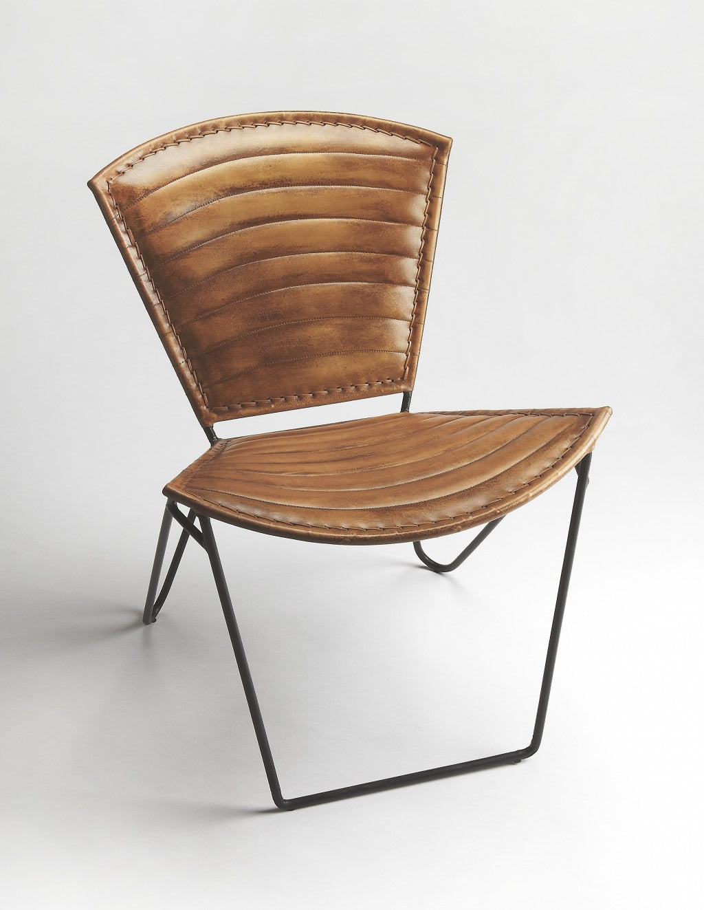 23" Brown Faux Leather Split Back Side Chair