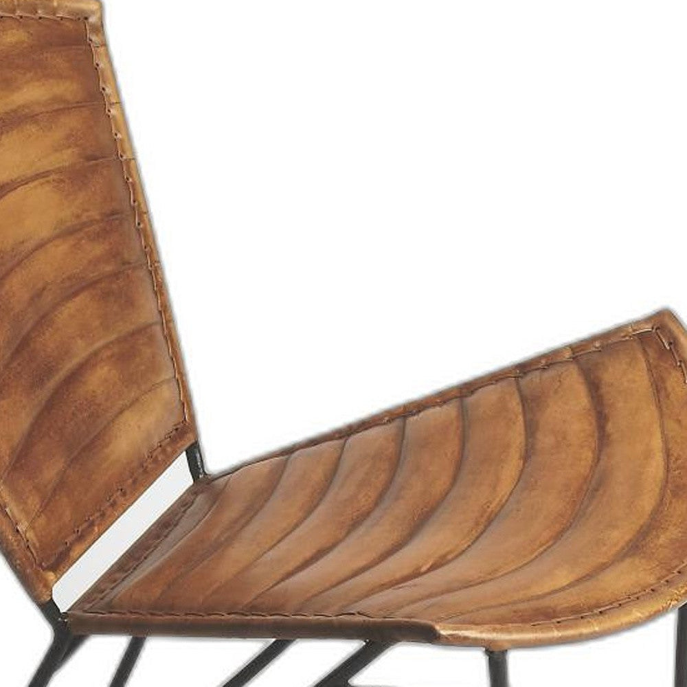 23" Brown Faux Leather Split Back Side Chair