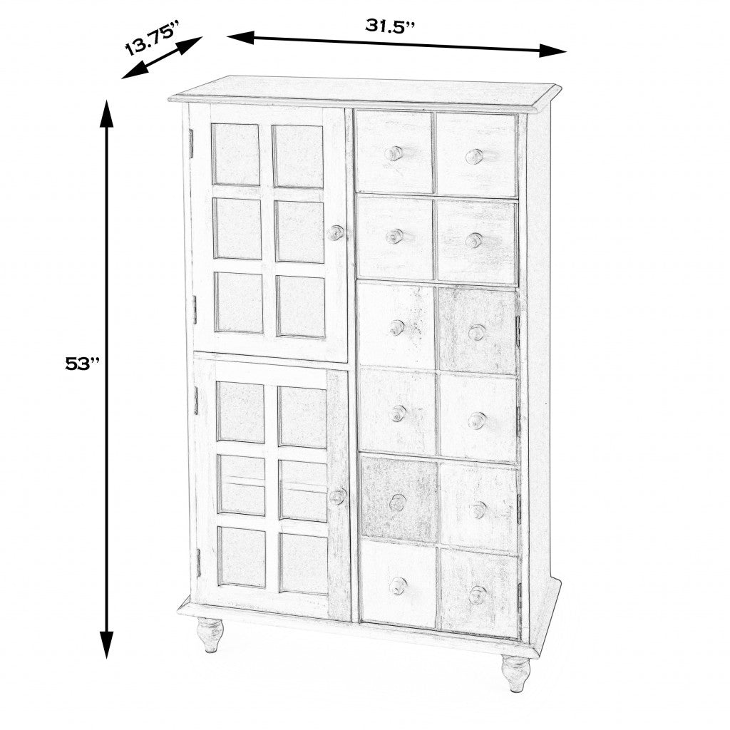 31" Multi-Brown Wood Drawer and Shelf Cabinet