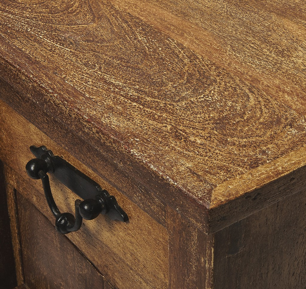 60" Brown Wood Two Drawer and Four Door Rustic Sideboard
