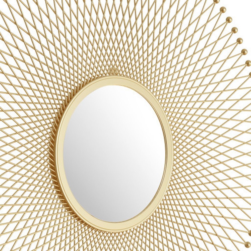35" Gold Round Pin Framed Mirror