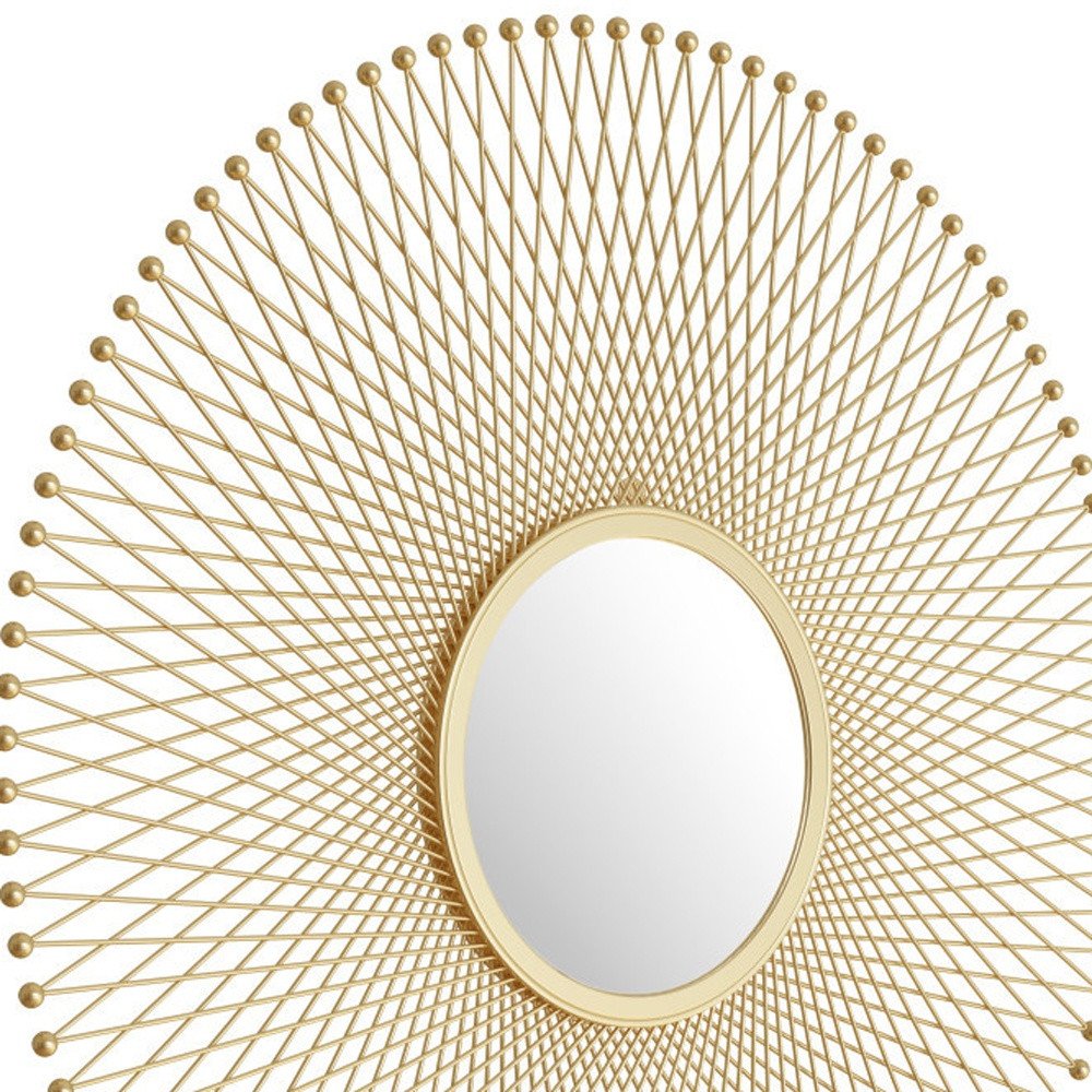 35" Gold Round Pin Framed Mirror
