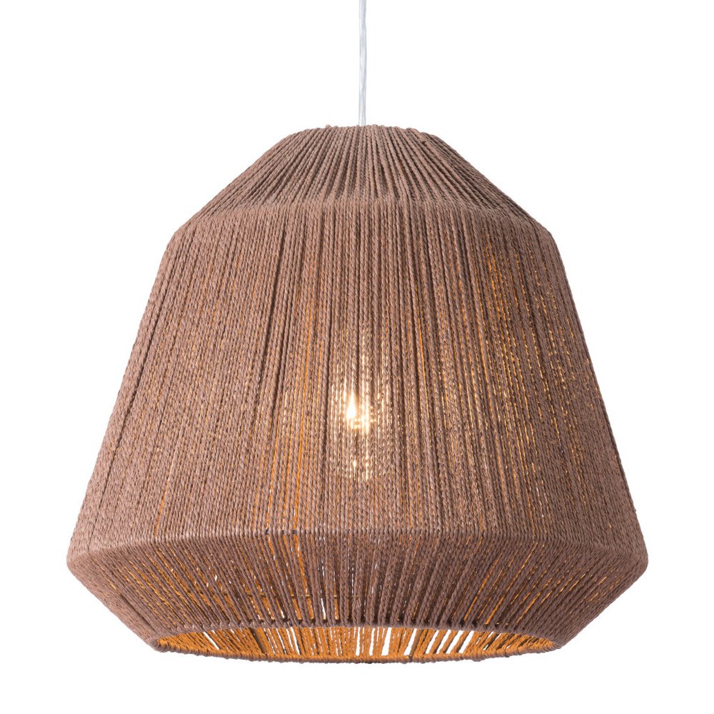 18" Brown Woven Paper Hanging Cone Pendant Light