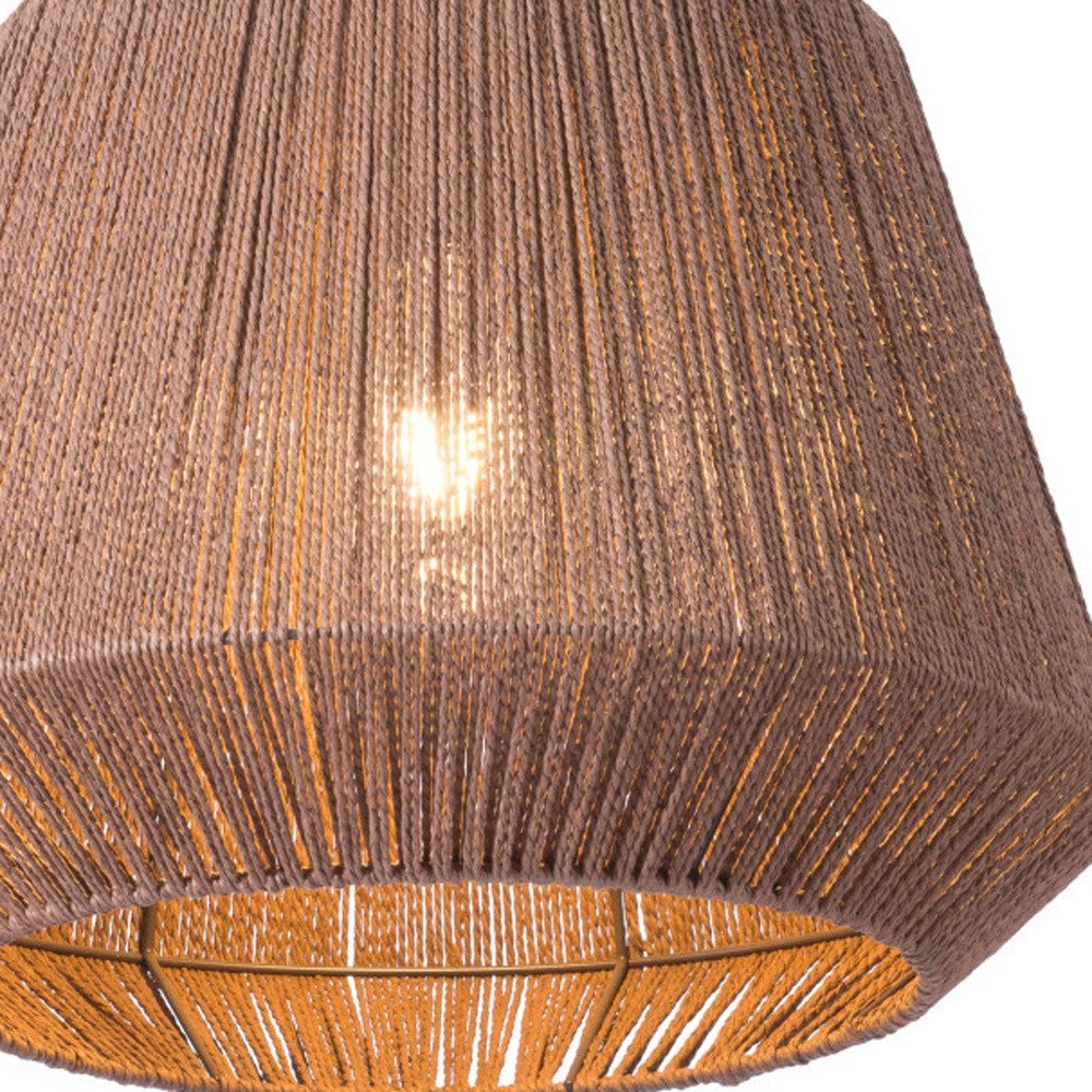 18" Brown Woven Paper Hanging Cone Pendant Light