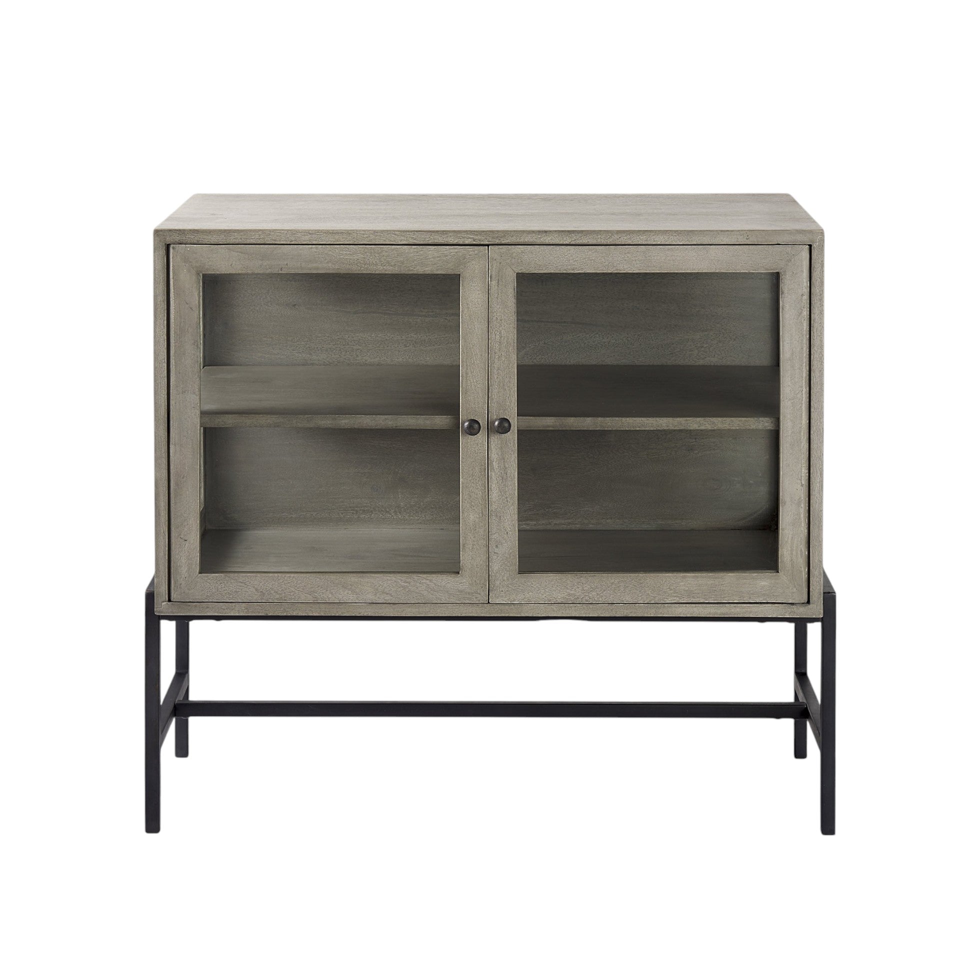 38" Wood Shadowbox 2 Door Cabinet