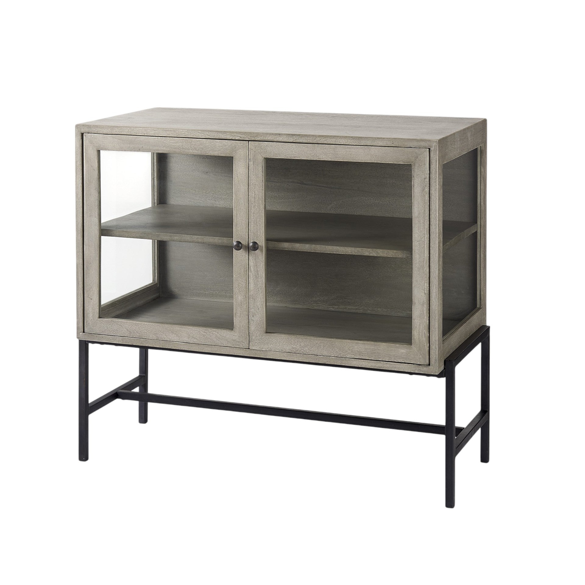 38" Wood Shadowbox 2 Door Cabinet