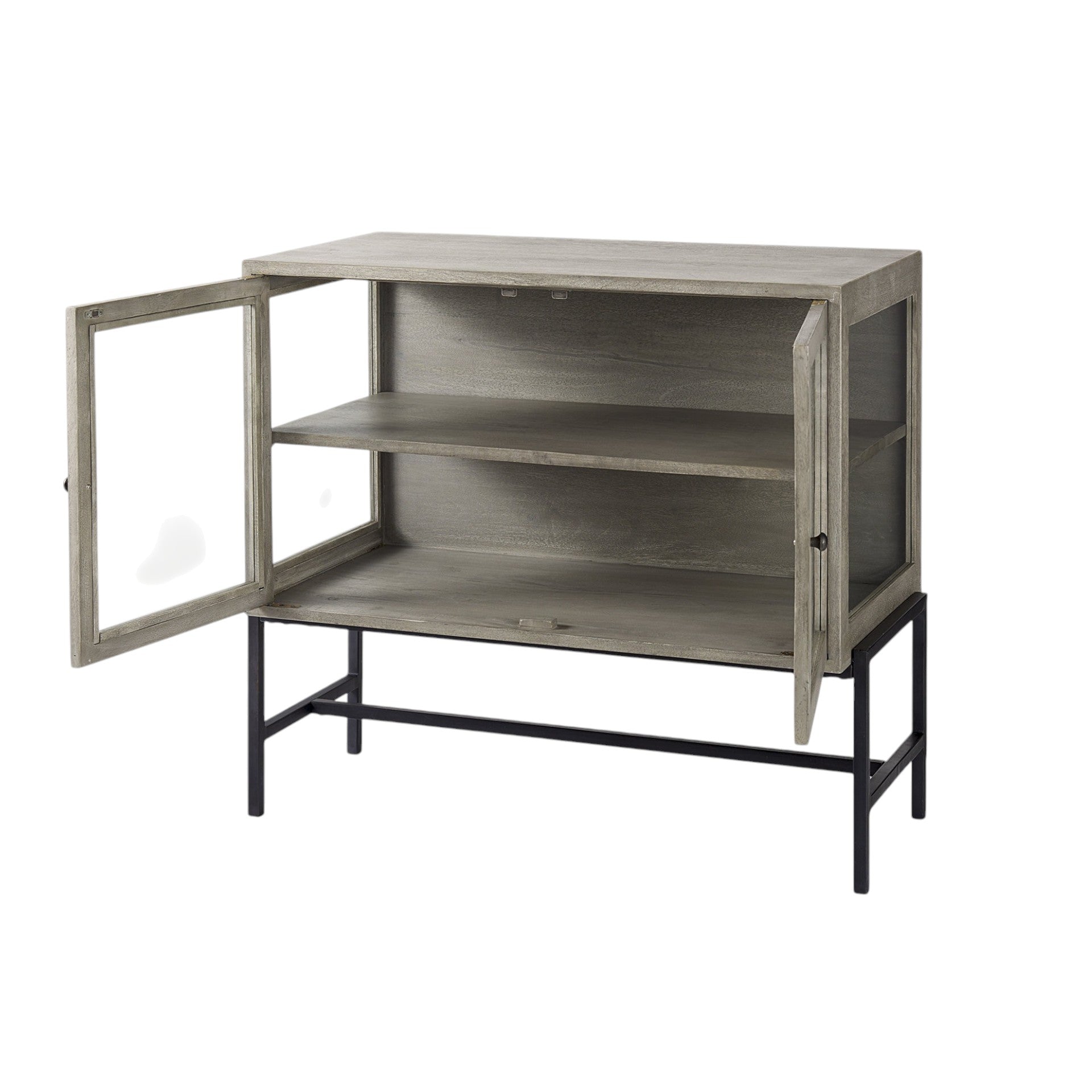 38" Wood Shadowbox 2 Door Cabinet