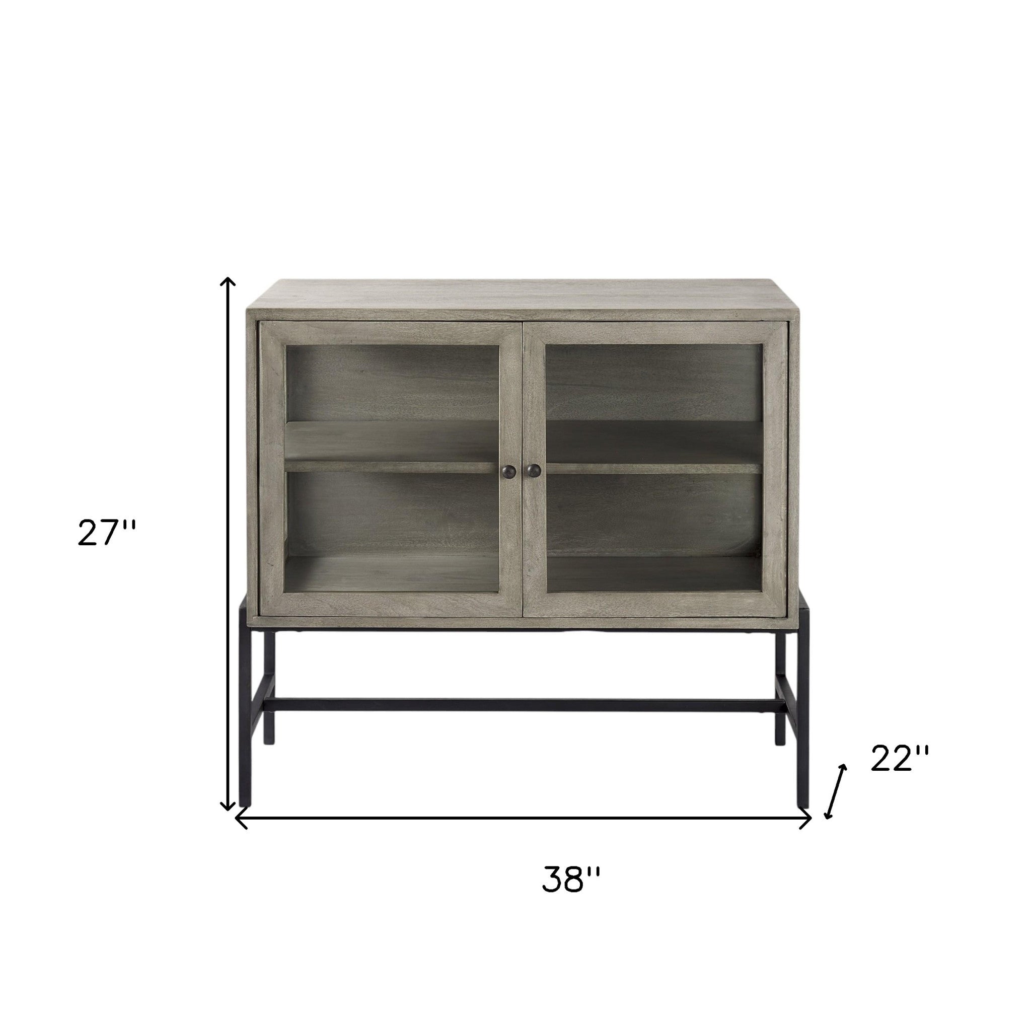 38" Wood Shadowbox 2 Door Cabinet
