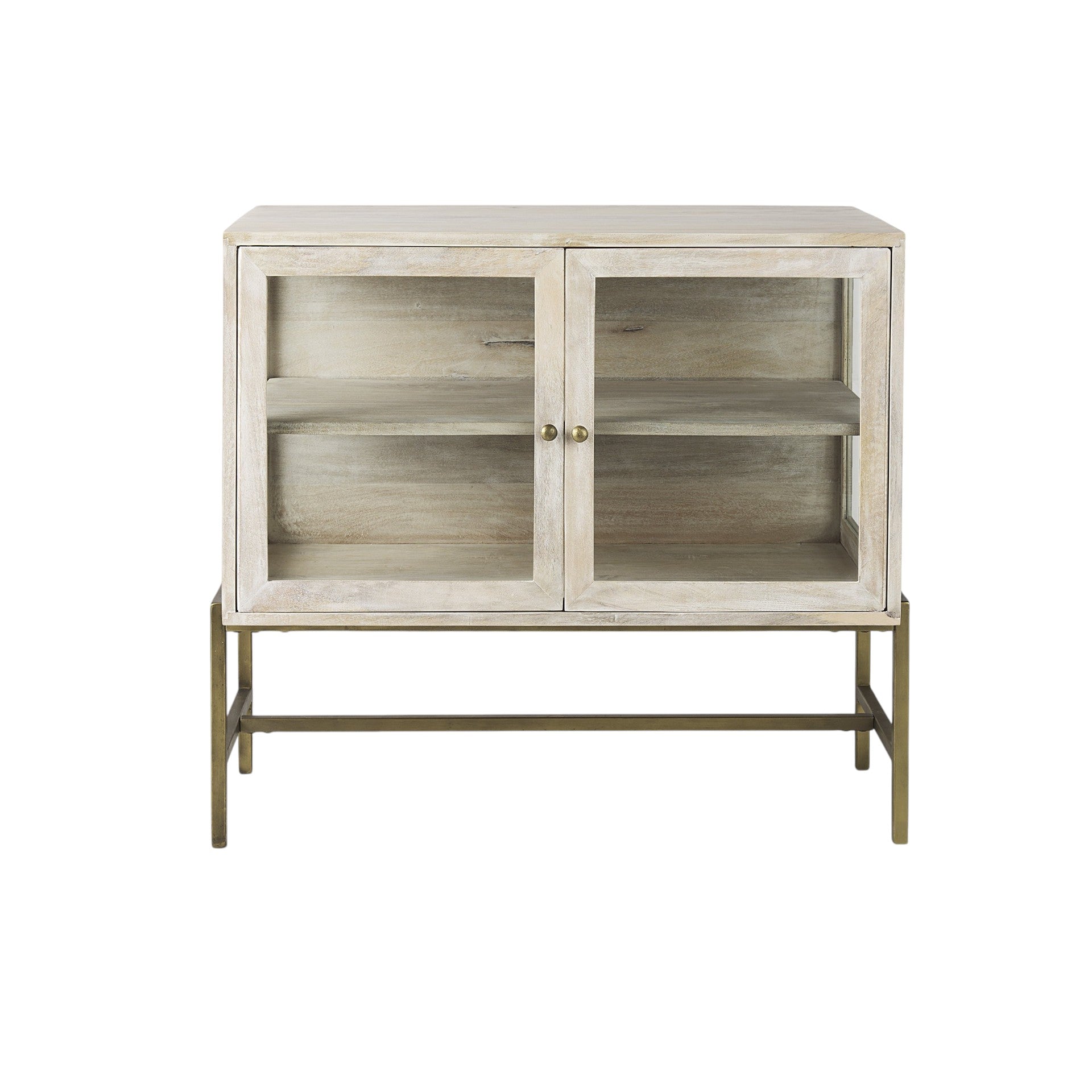 38" Wood Shadowbox 2 Door Cabinet