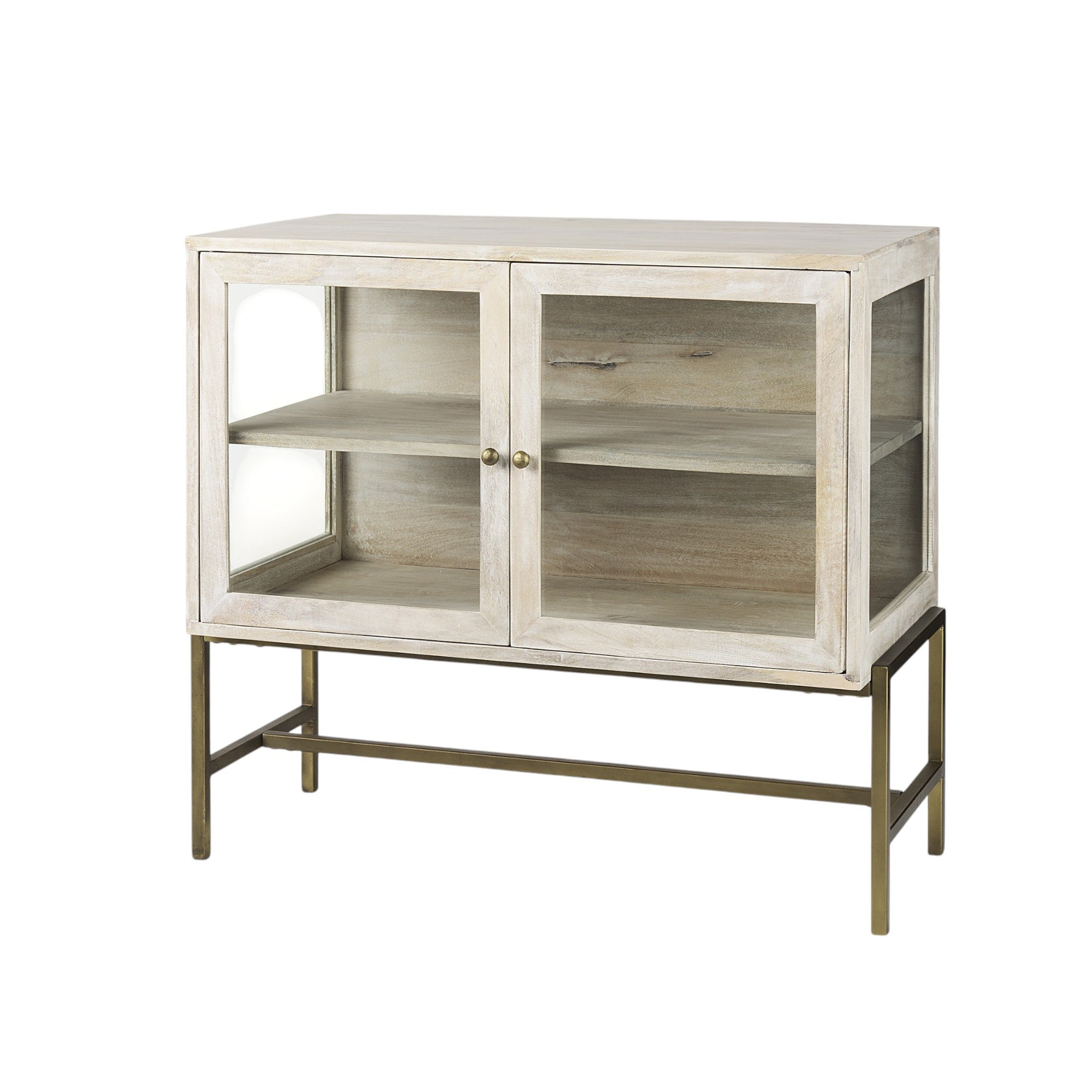 38" Wood Shadowbox 2 Door Cabinet
