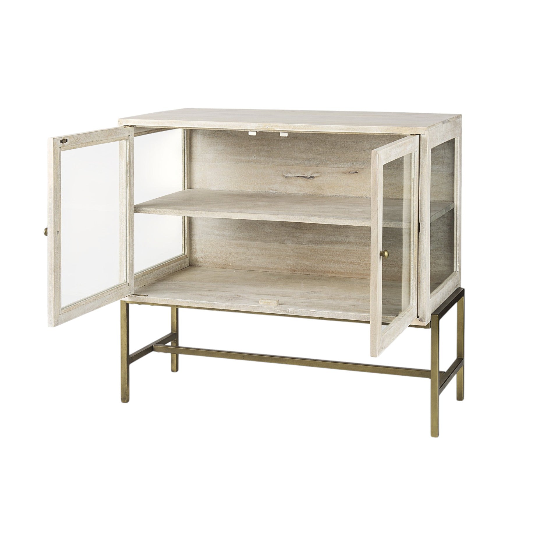 38" Wood Shadowbox 2 Door Cabinet