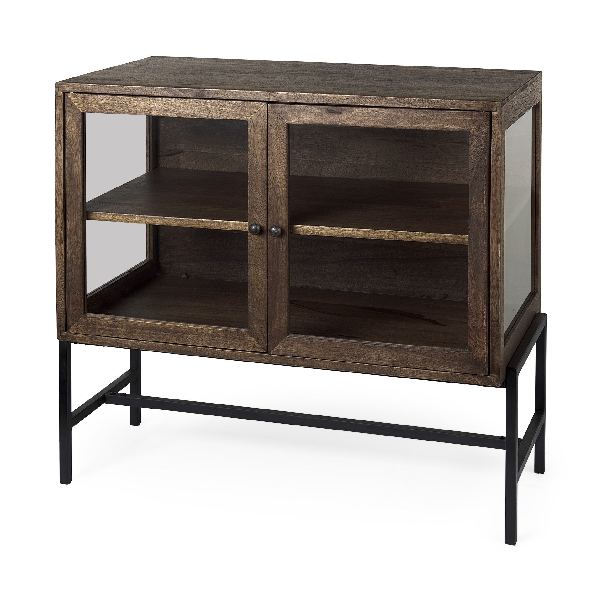 38" Wood Shadowbox 2 Door Cabinet