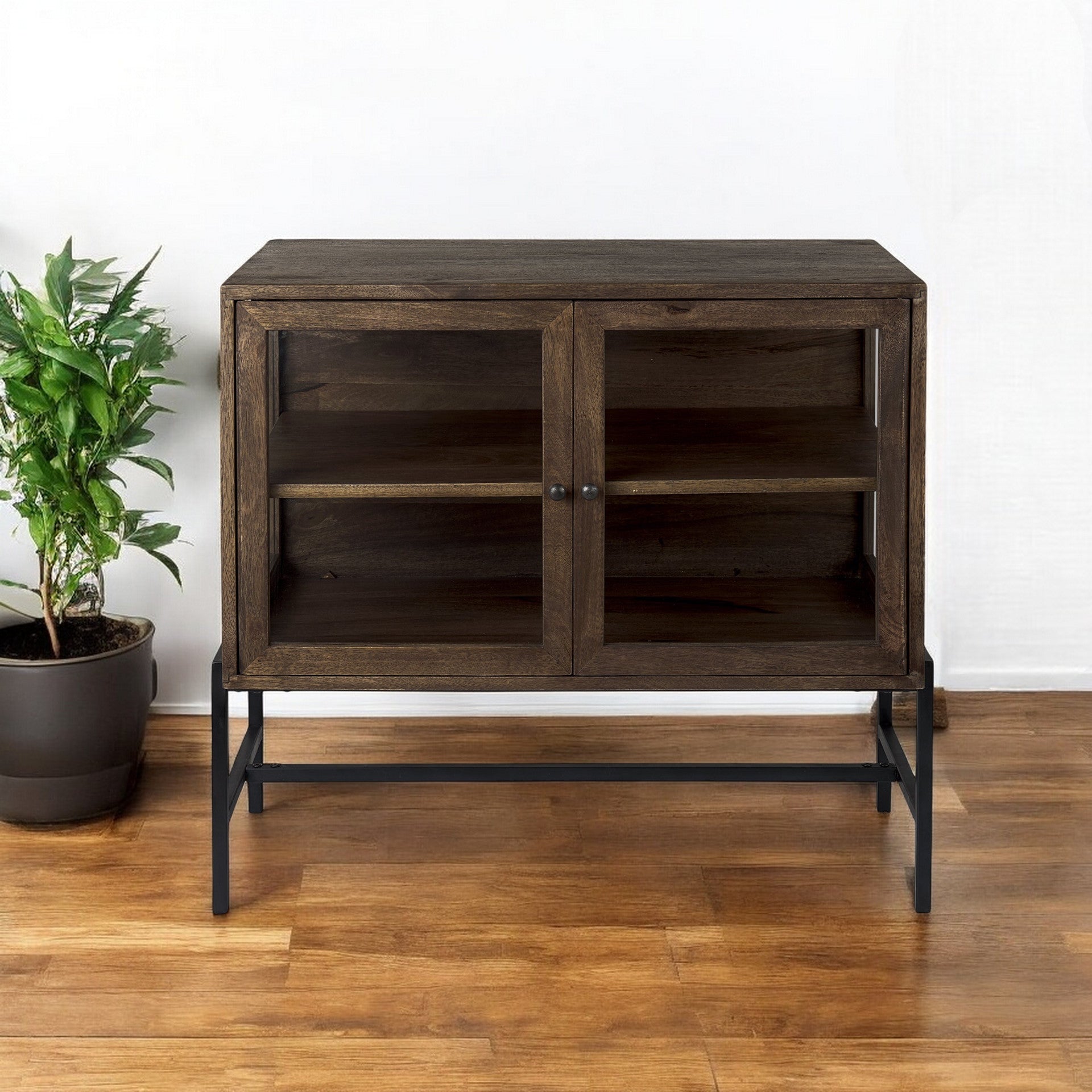 38" Wood Shadowbox 2 Door Cabinet