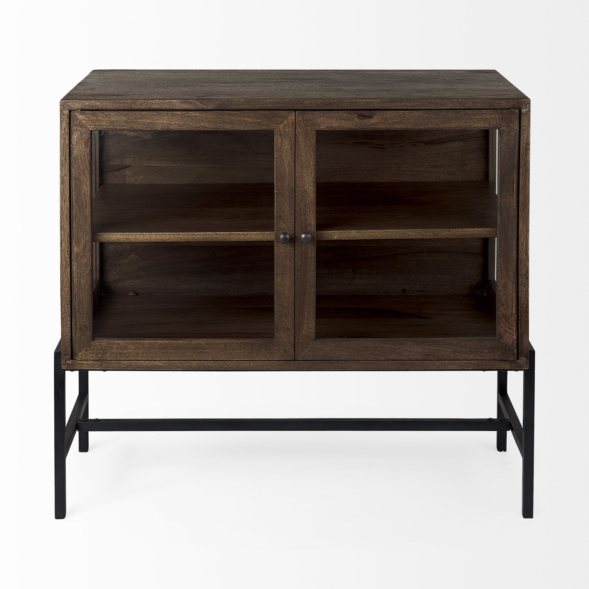 38" Wood Shadowbox 2 Door Cabinet