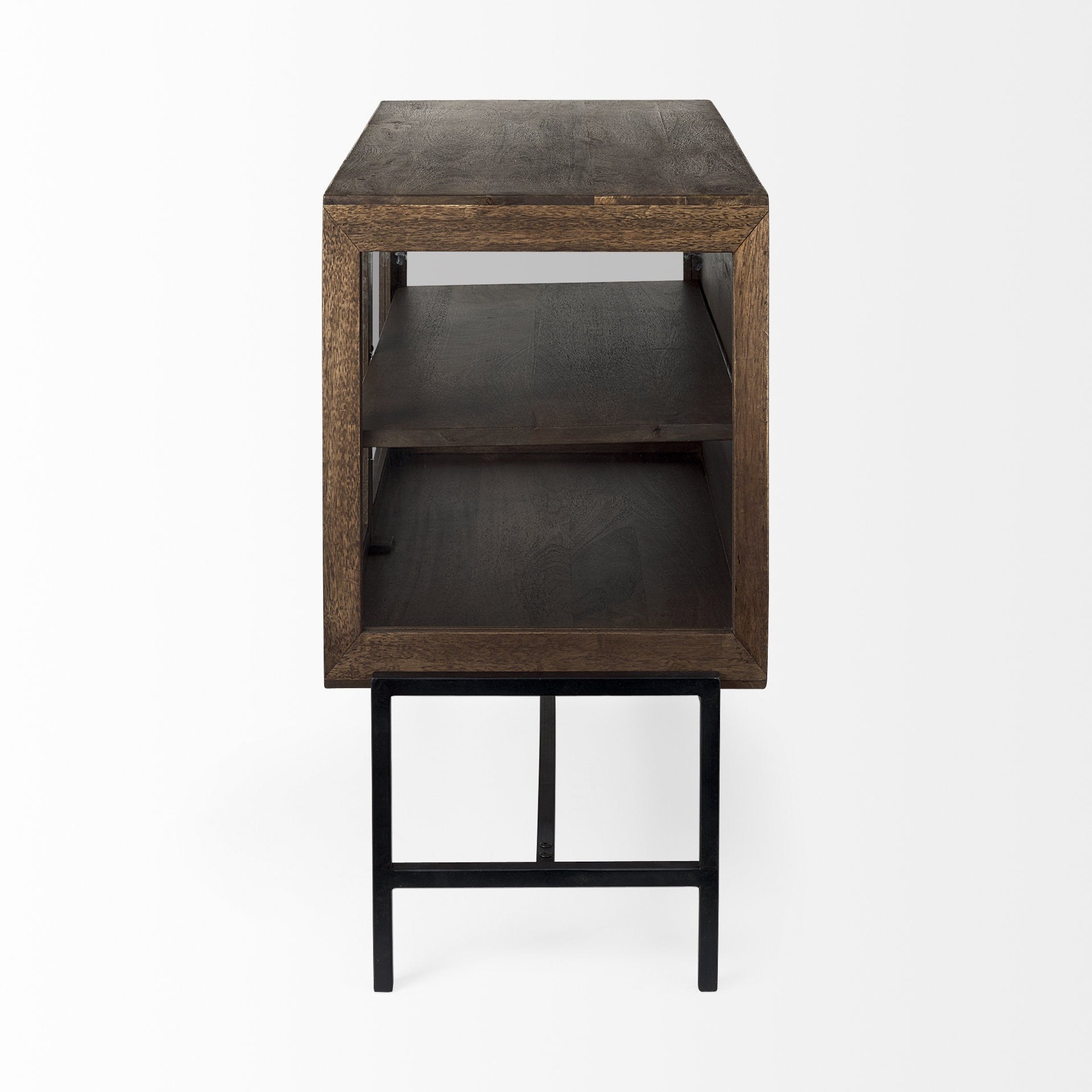 38" Wood Shadowbox 2 Door Cabinet