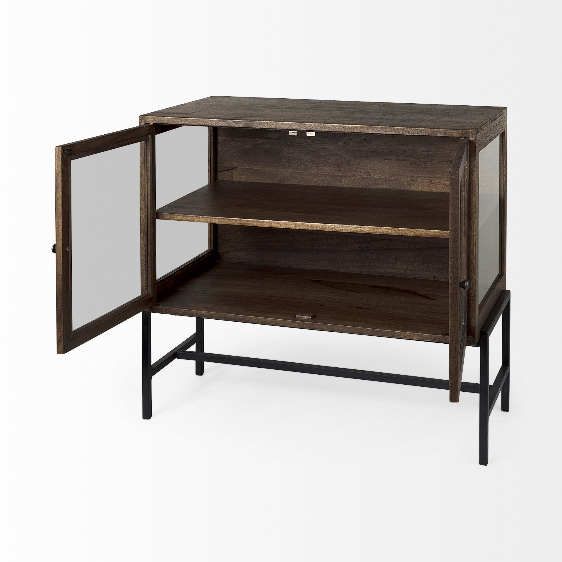 38" Wood Shadowbox 2 Door Cabinet