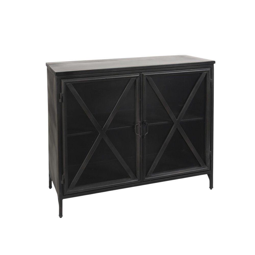 40" Black Cross Iron Cabinet