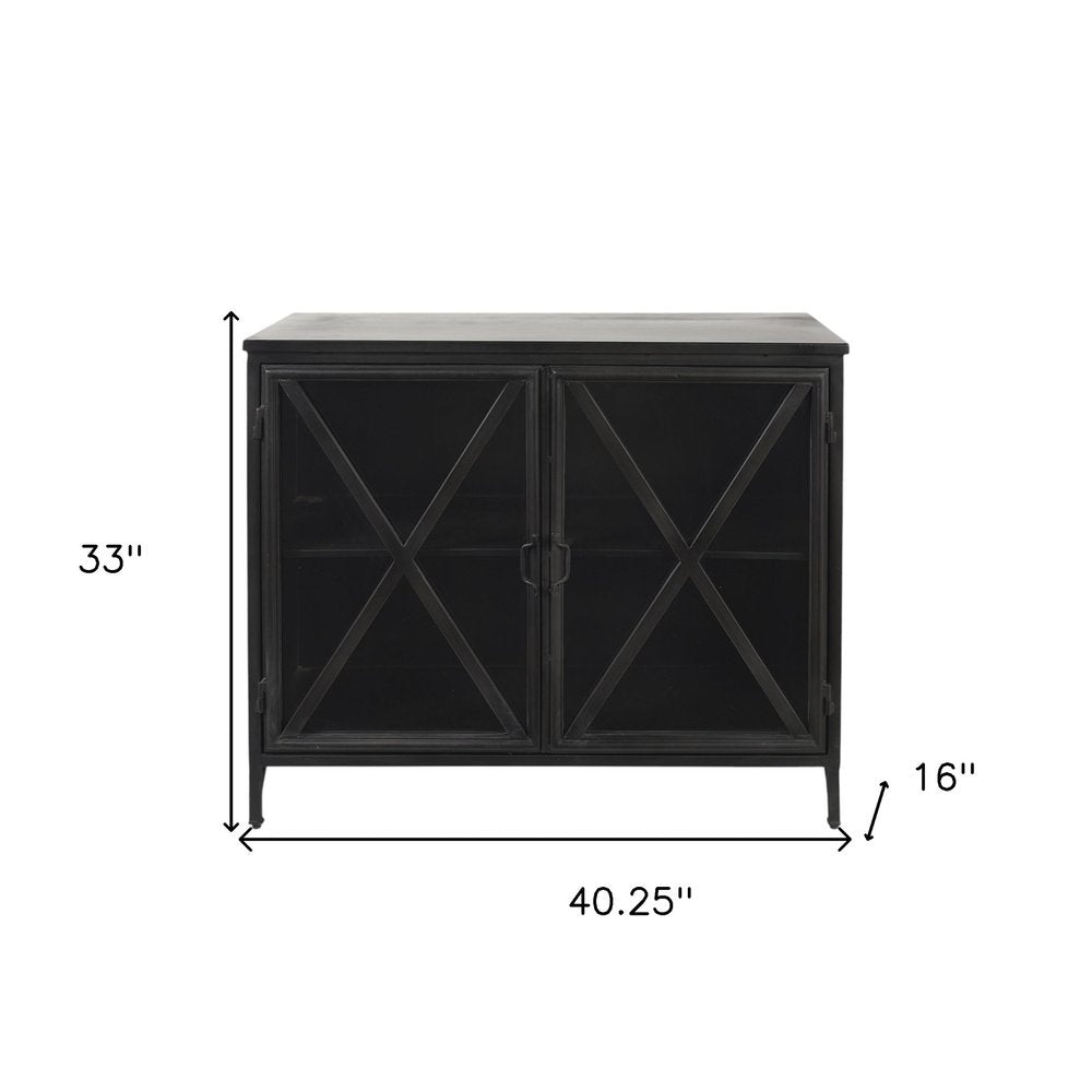 40" Black Cross Iron Cabinet