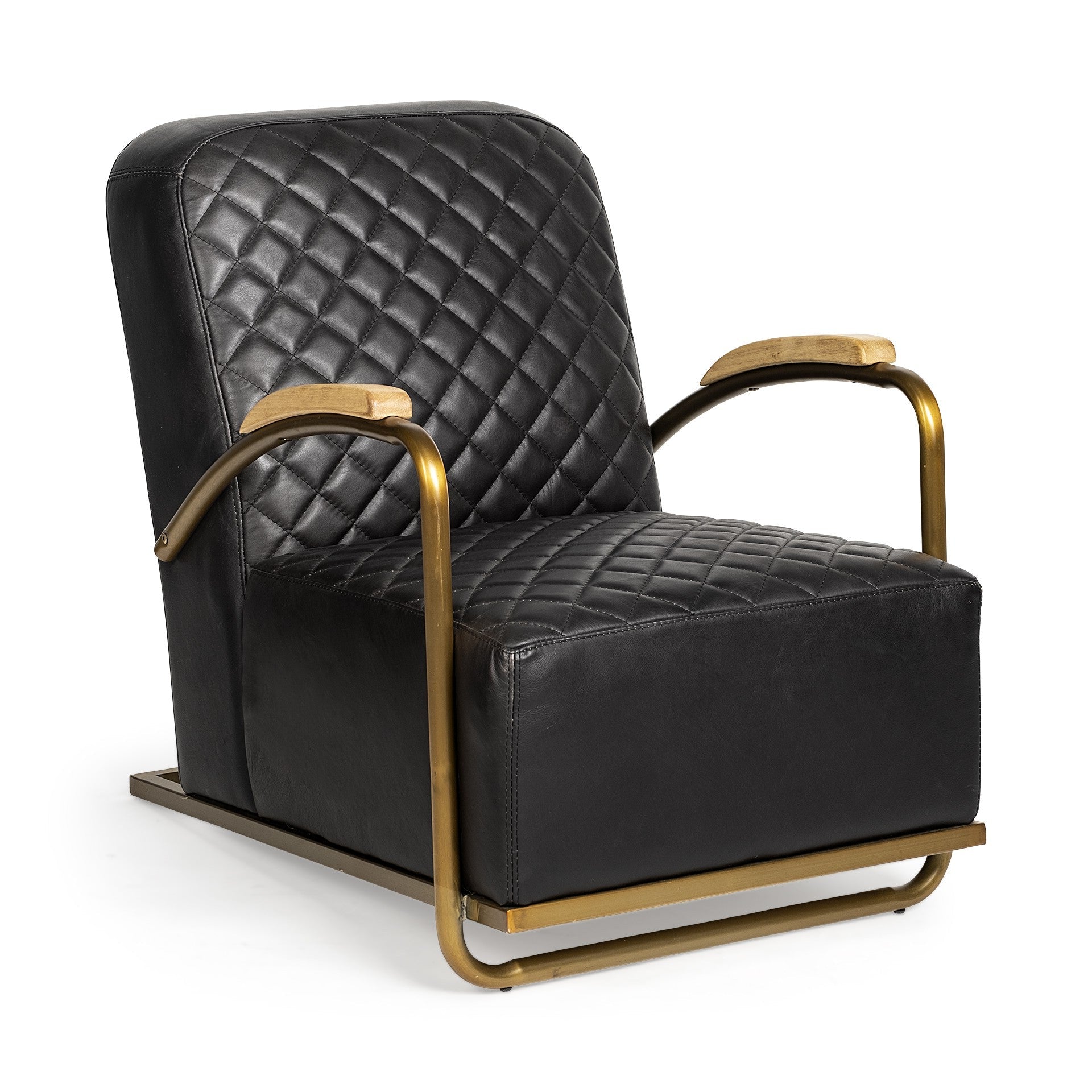 35" Black and Gold Diamond Tuft Deep Chair