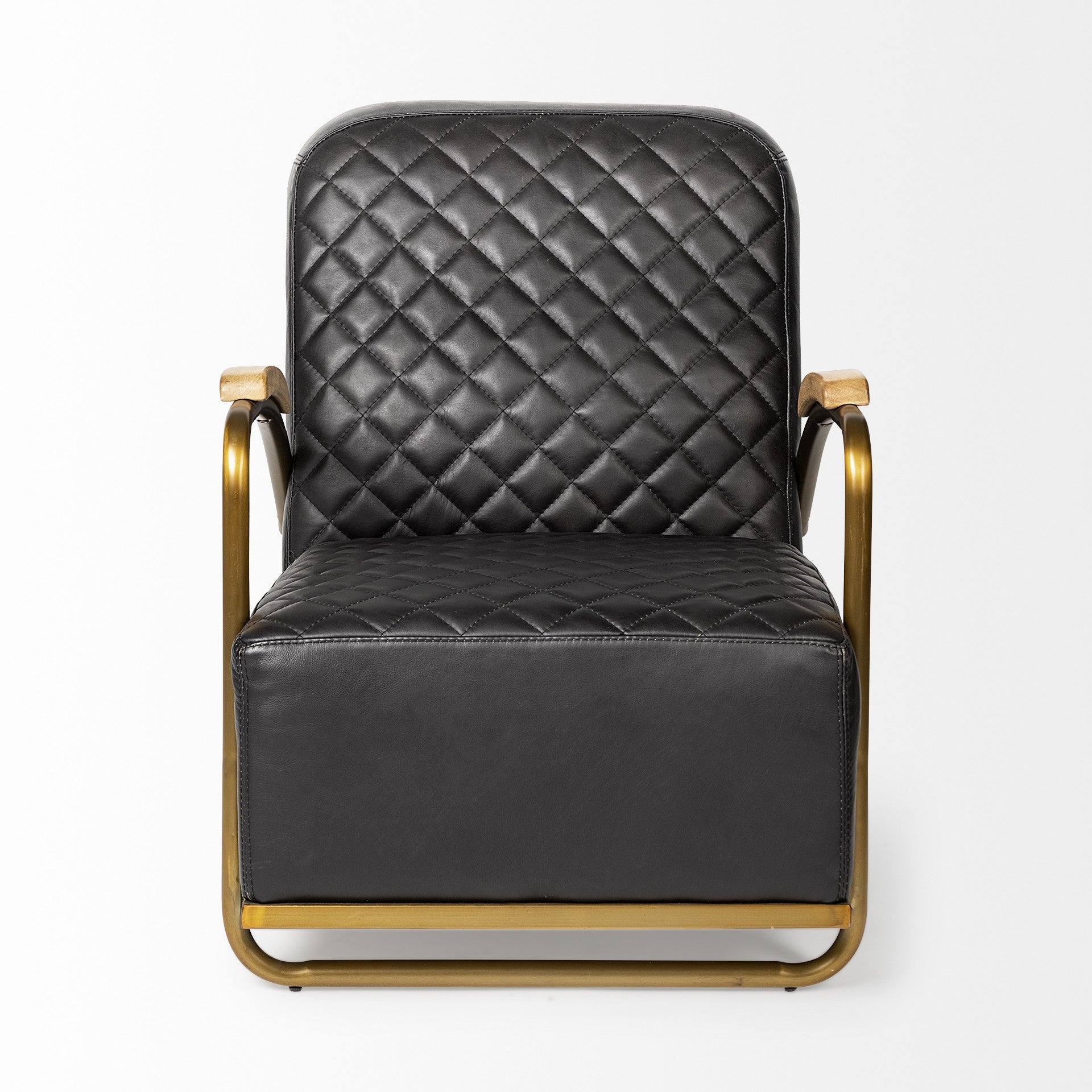35" Black and Gold Diamond Tuft Deep Chair