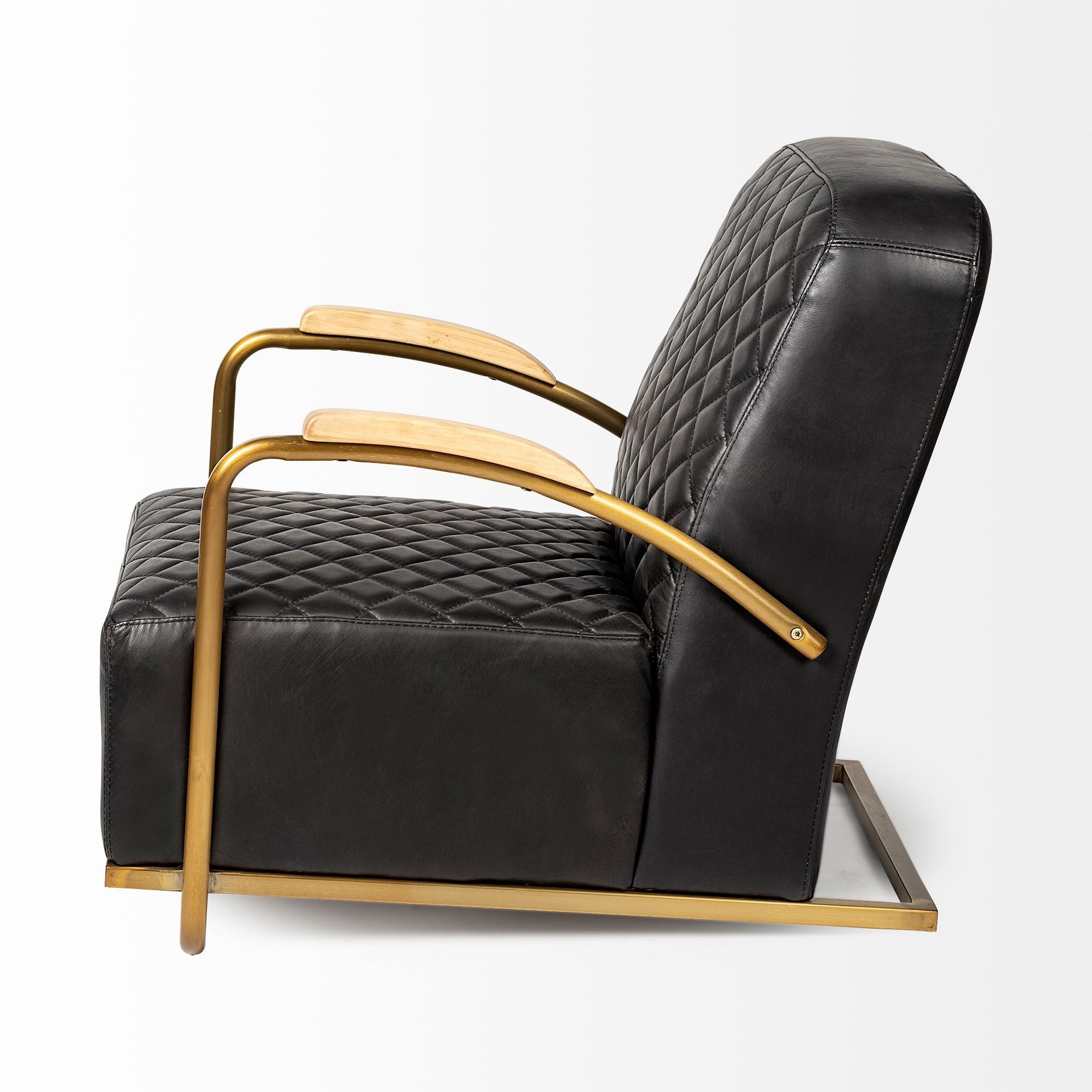 35" Black and Gold Diamond Tuft Deep Chair